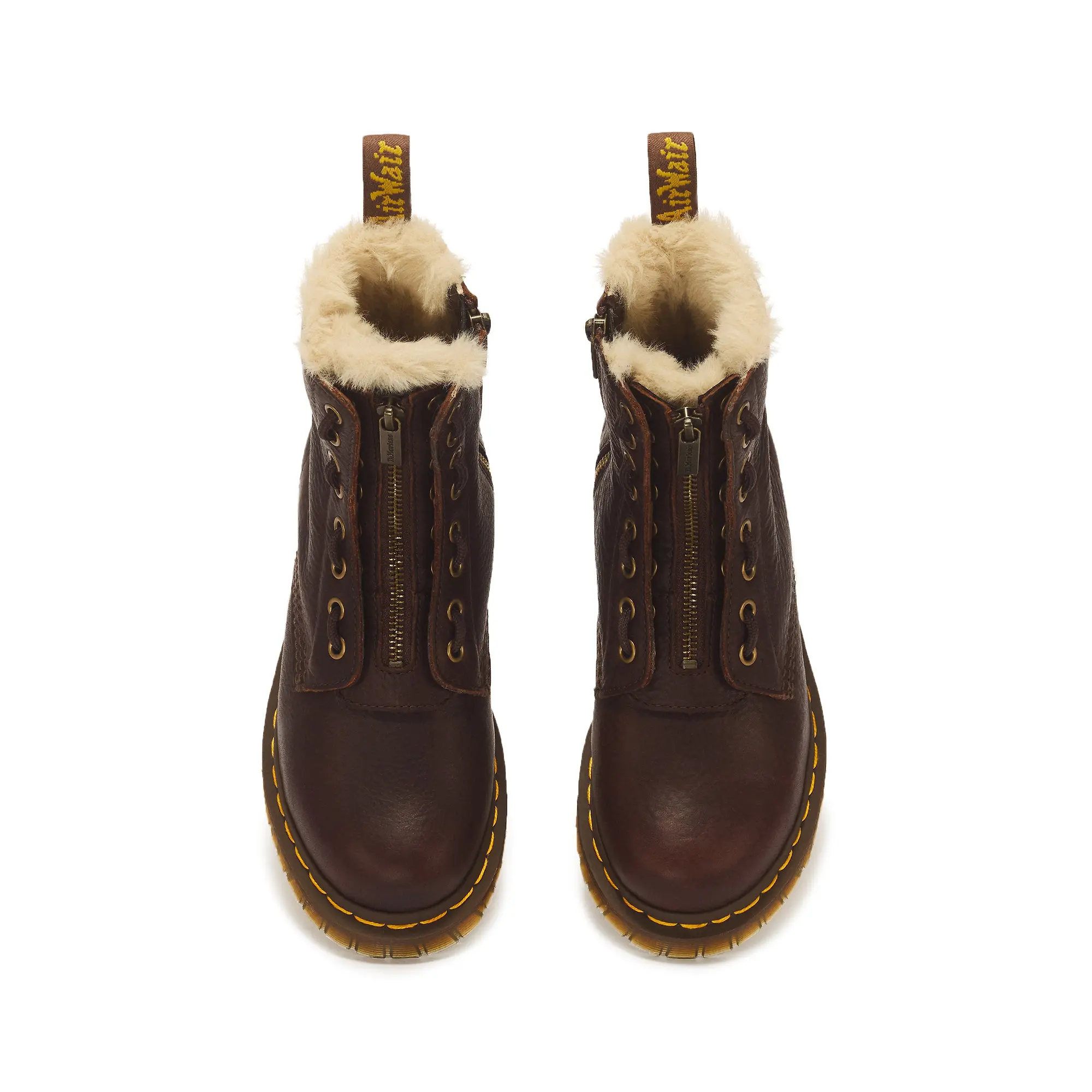 Product image 4 of 8 of Dr. Martens Women's 1460 Serena Zip 8 Eye Grizzly Leather Boots - Dark Brown