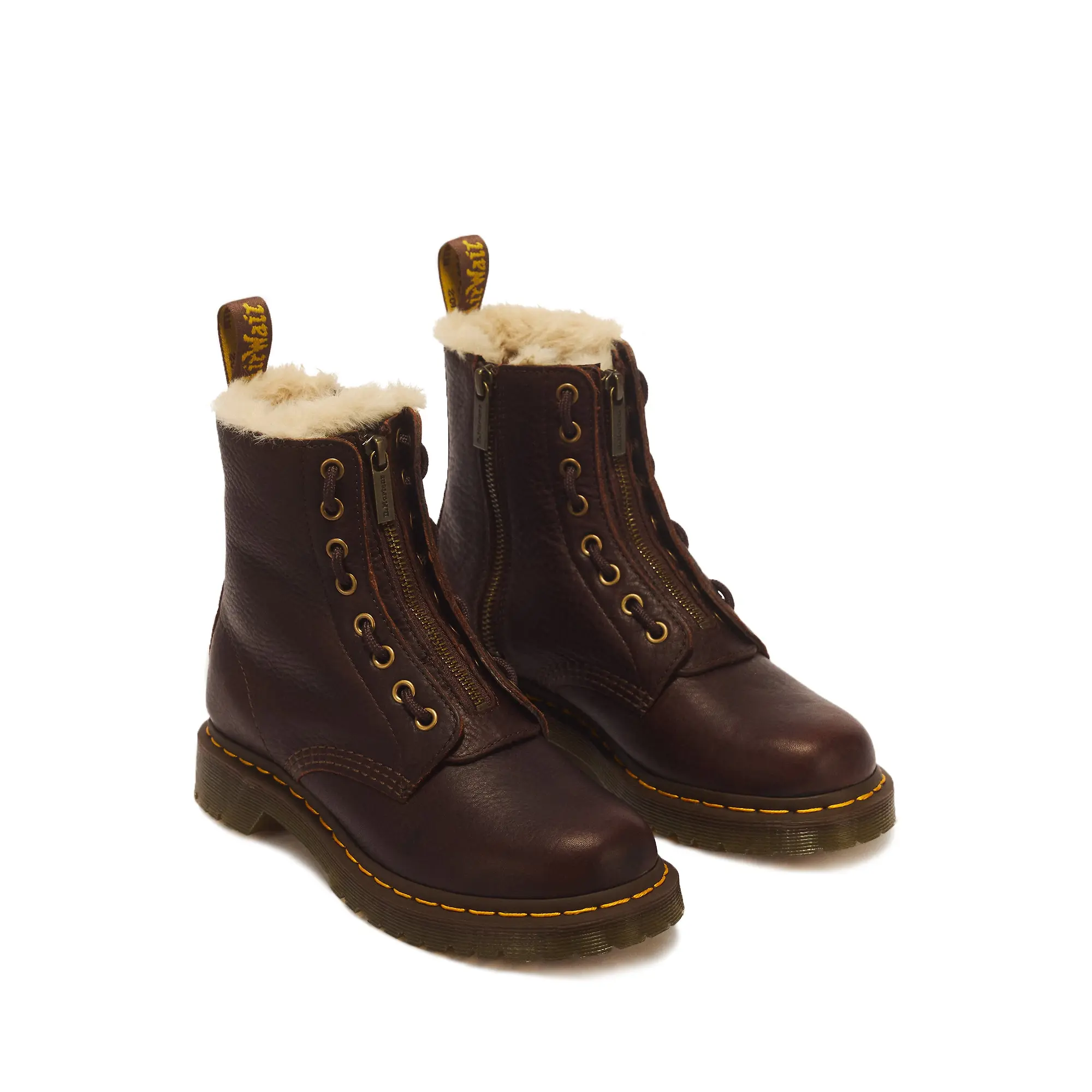 Product image 5 of 8 of Dr. Martens Women's 1460 Serena Zip 8 Eye Grizzly Leather Boots - Dark Brown