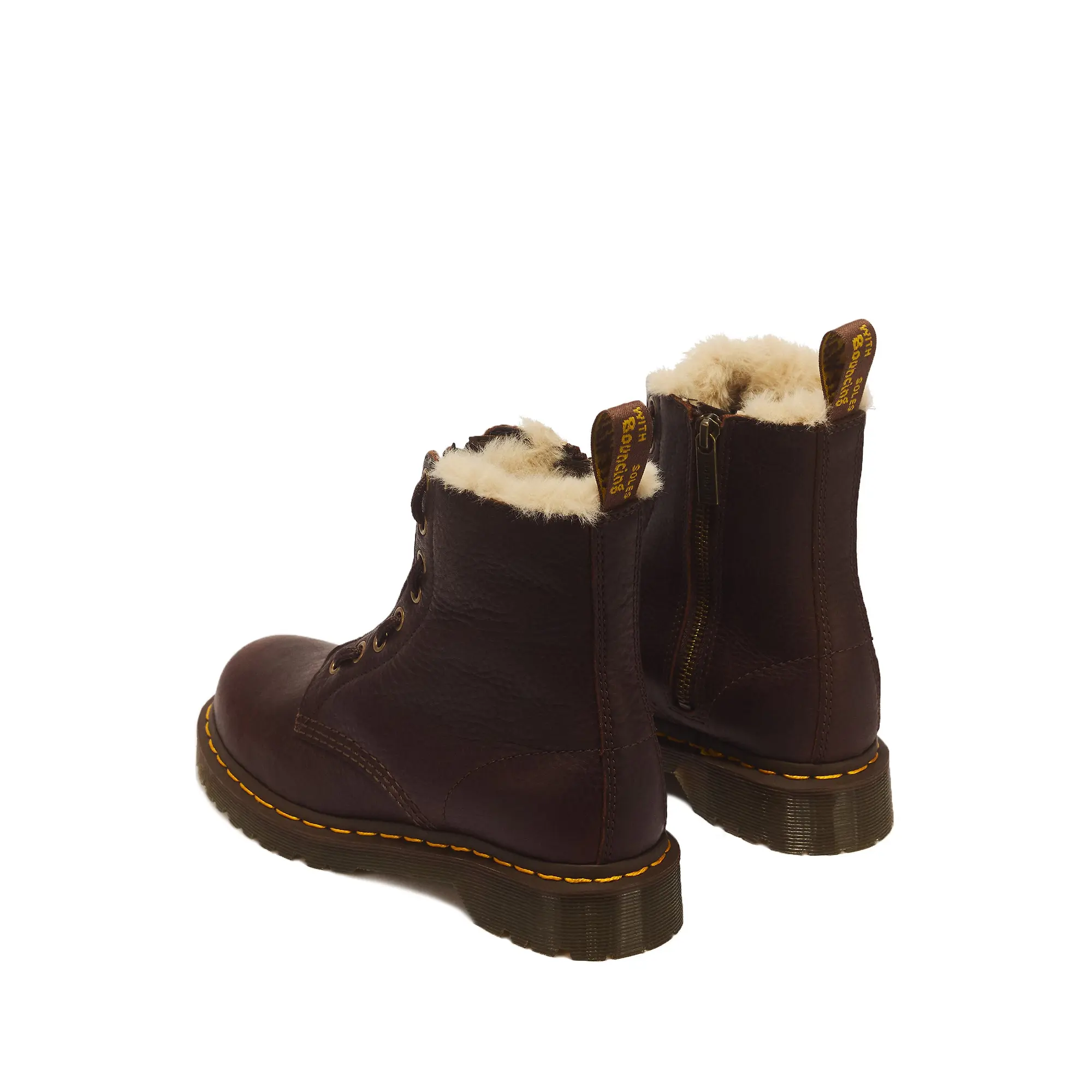 Product image 6 of 8 of Dr. Martens Women's 1460 Serena Zip 8 Eye Grizzly Leather Boots - Dark Brown