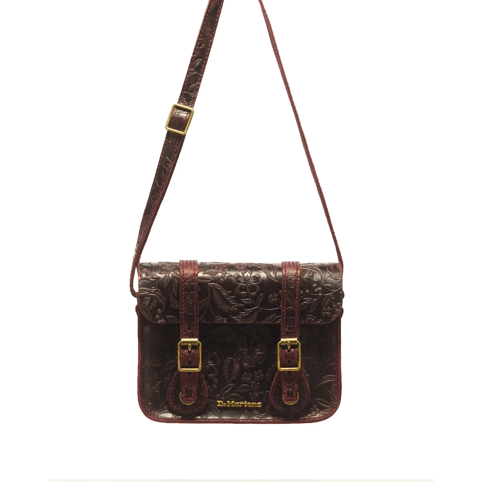 Product image 4 of 8 of Dr. Martens 7" Floral Emboss Crazy Horse Leather Satchel - Cherry Red