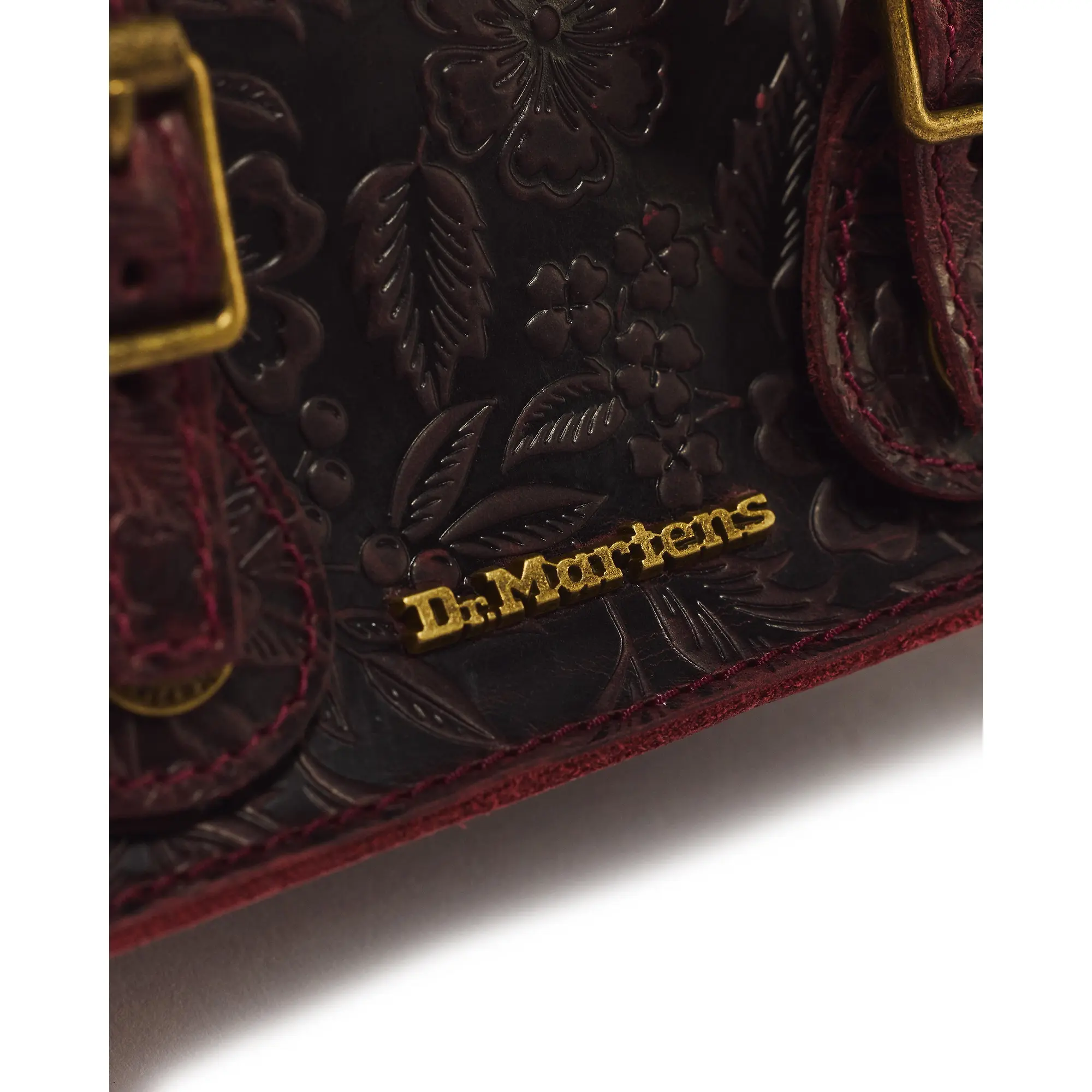 Product image 8 of 8 of Dr. Martens 7" Floral Emboss Crazy Horse Leather Satchel - Cherry Red