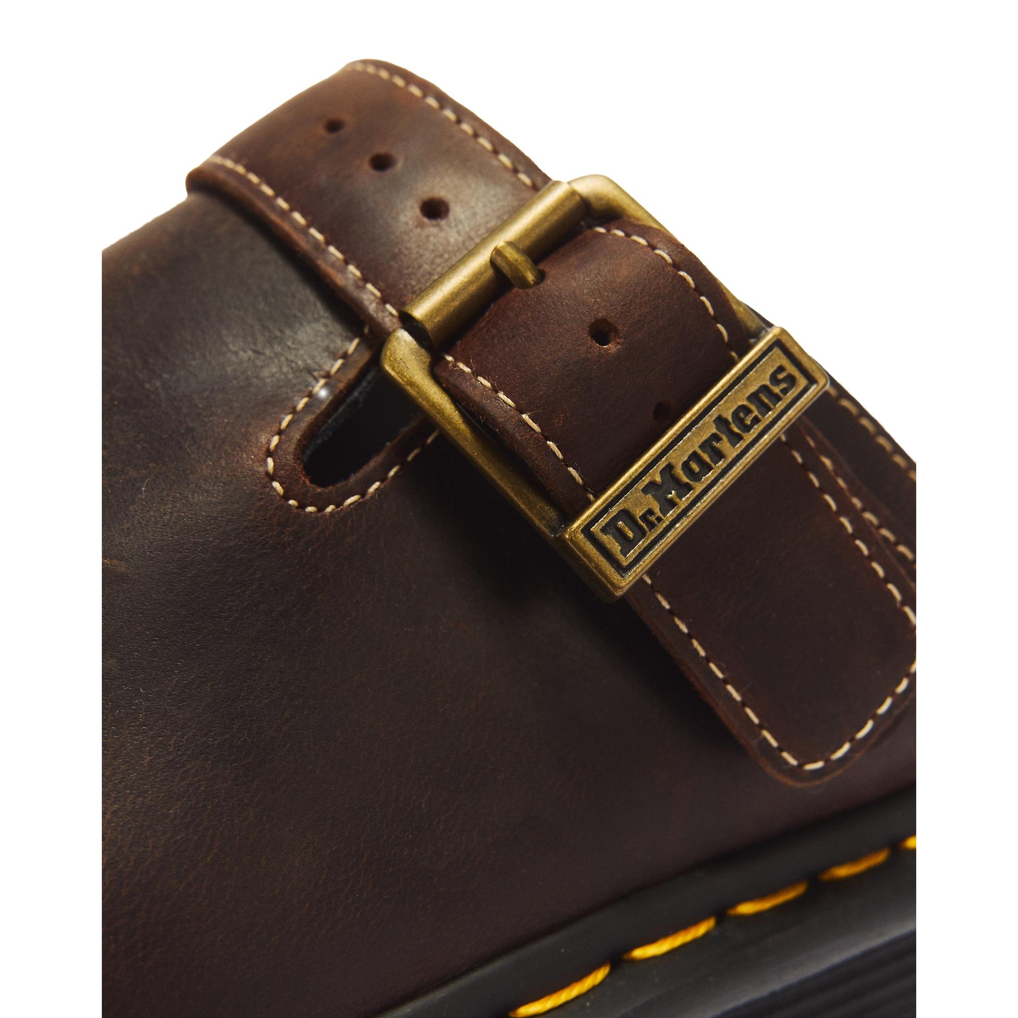 Dr Martens Zebzag Crazy Horse Leather Mules - Dark Brown | British