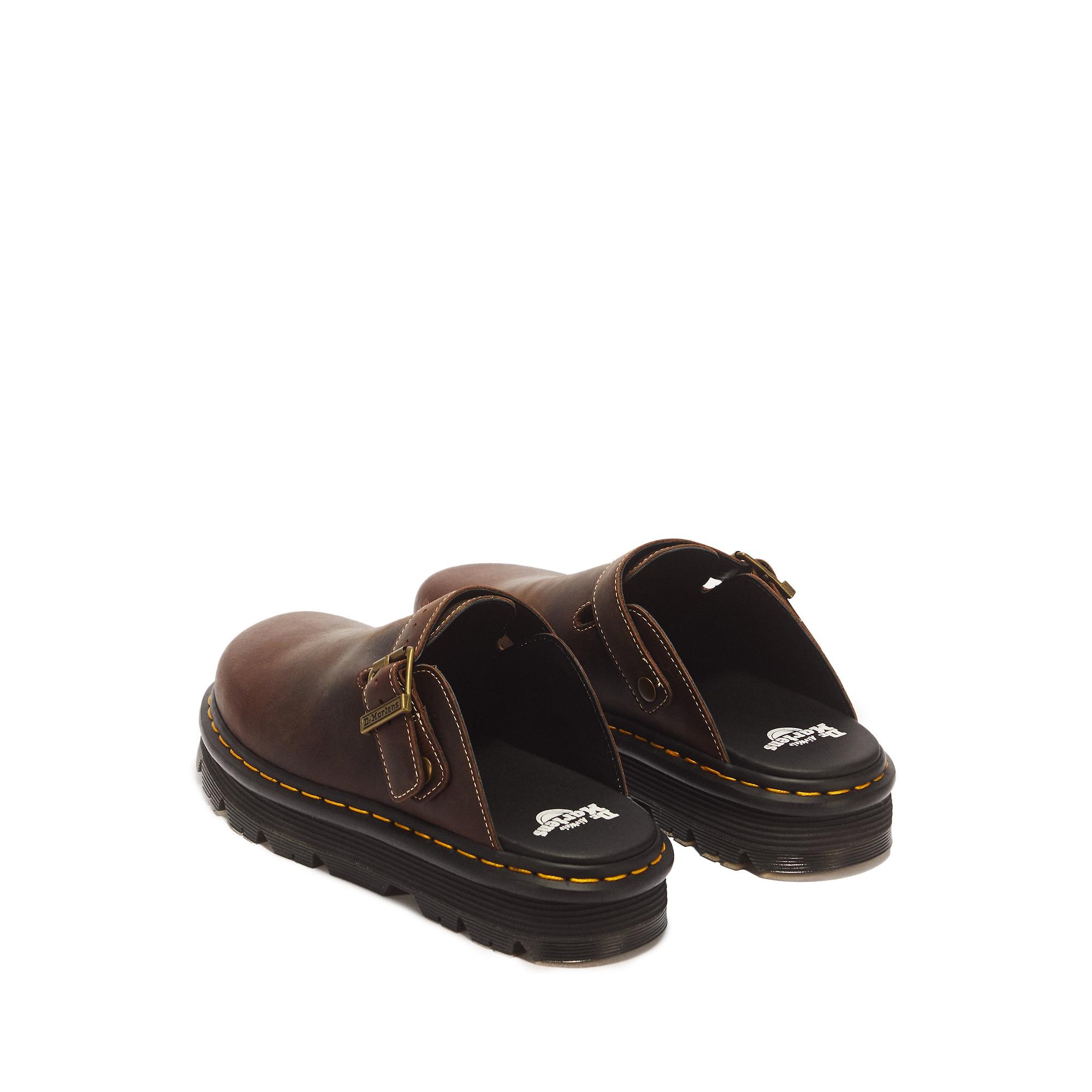 Dr Martens Zebzag Crazy Horse Leather Mules - Dark Brown | British