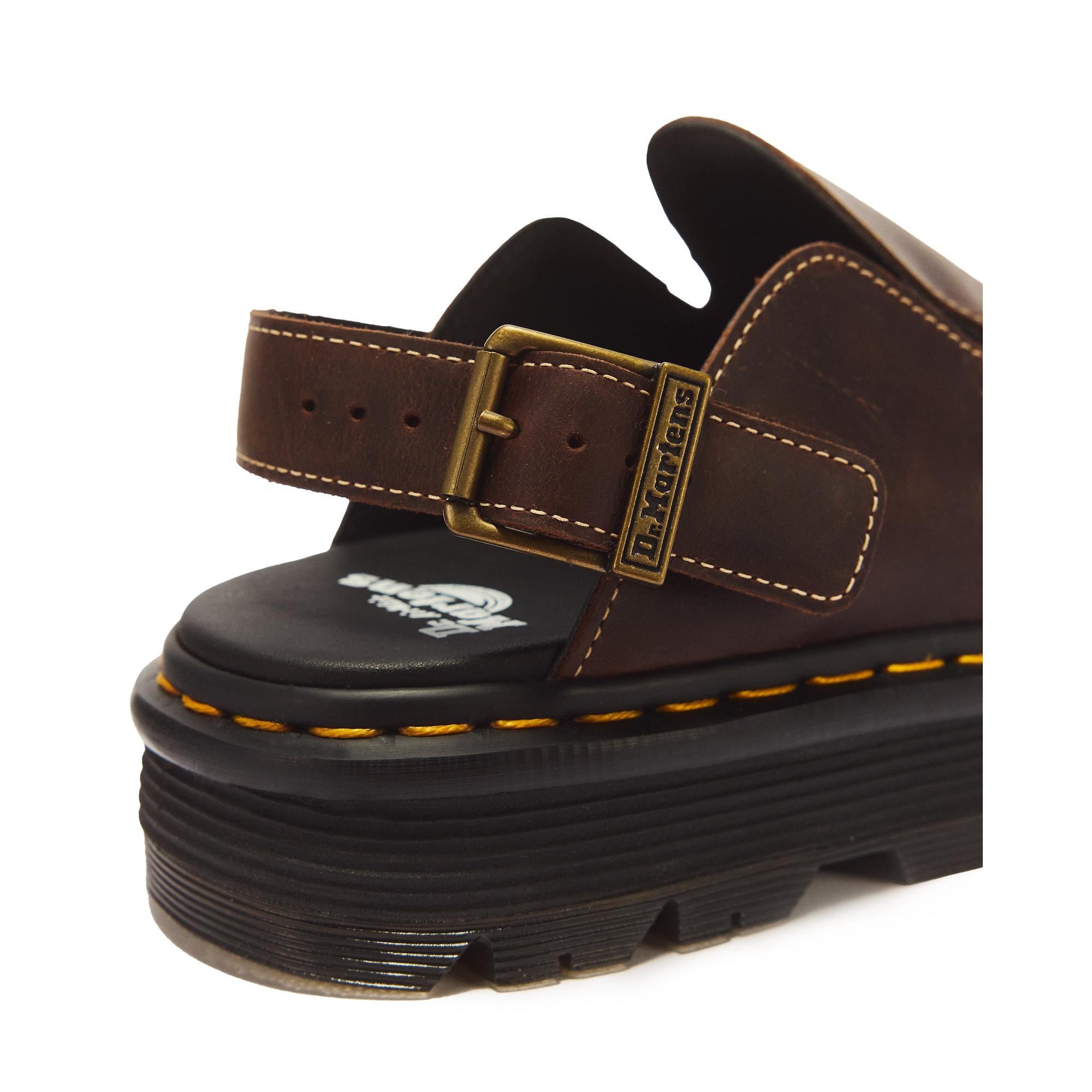 マーシー Dr Martens Zebzag Crazy Horse Leather Mules - Dark Brown | British