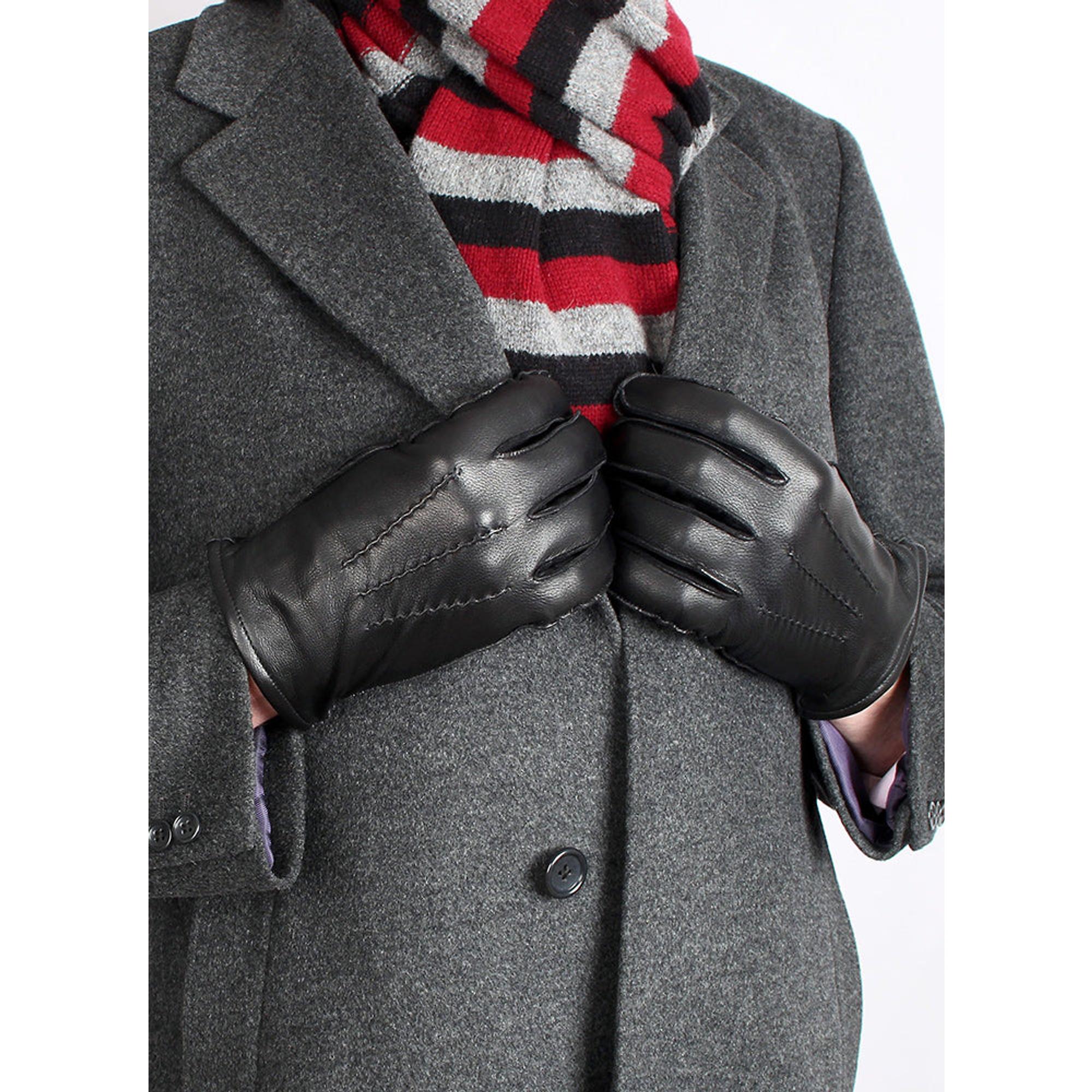 Dents Men's Dilton Three-Point Lined Leather Gloves - Black