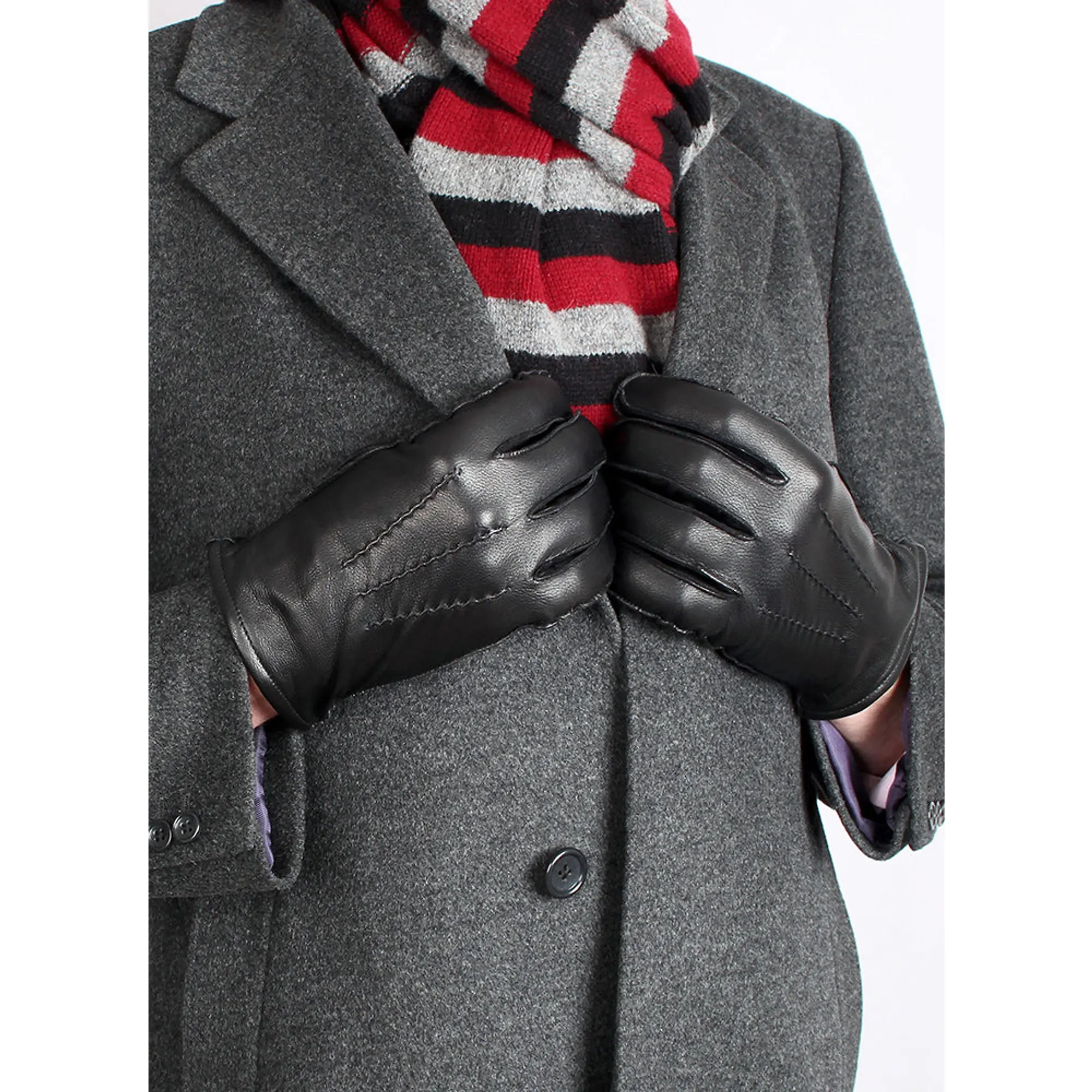 Product image 2 of 5 of Dents Men's Dilton Three-Point Lined Leather Gloves - Black