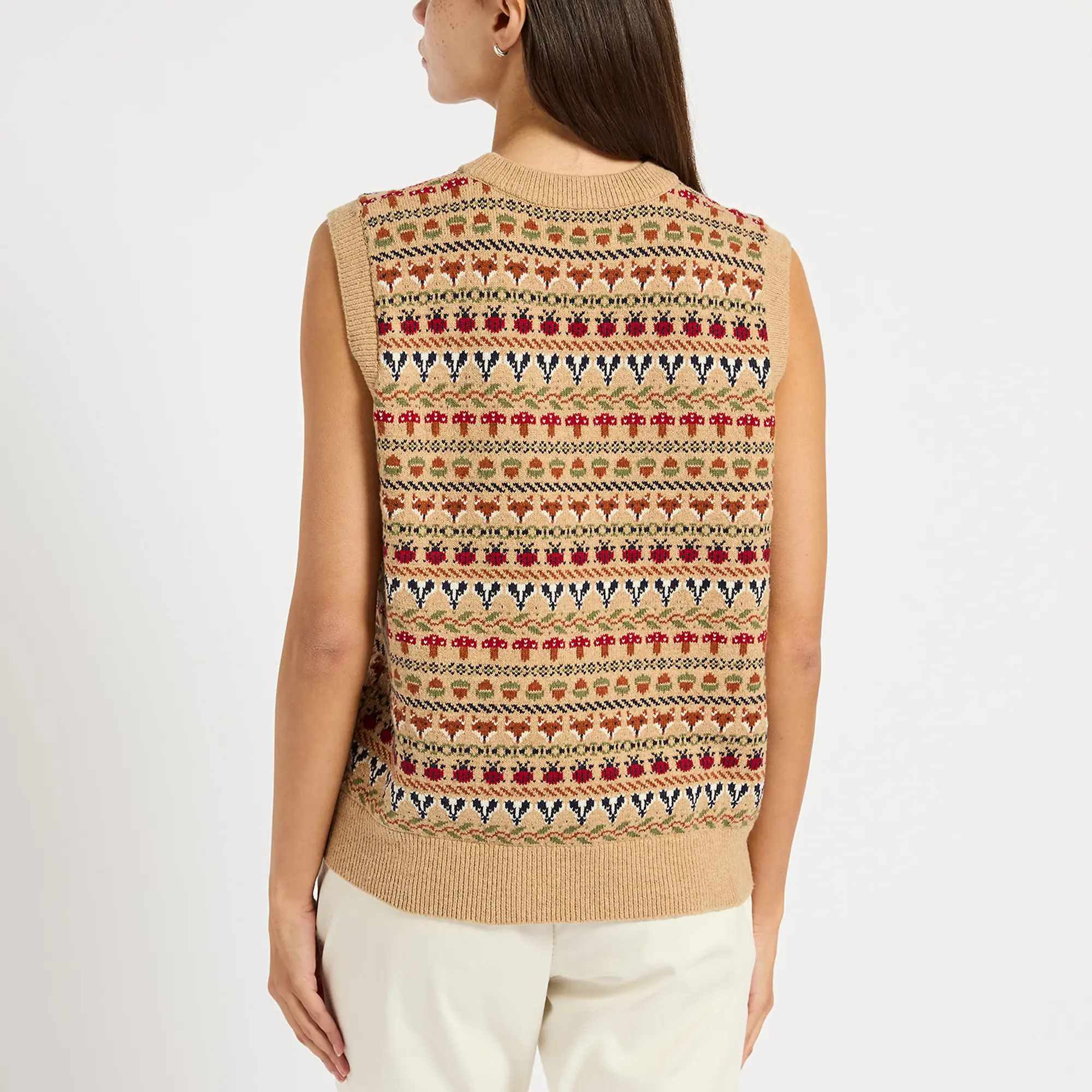 Product image 6 of 6 of Joules Women's Woodland Crew Neck Intarsia Knitted Vest - Oatmeal