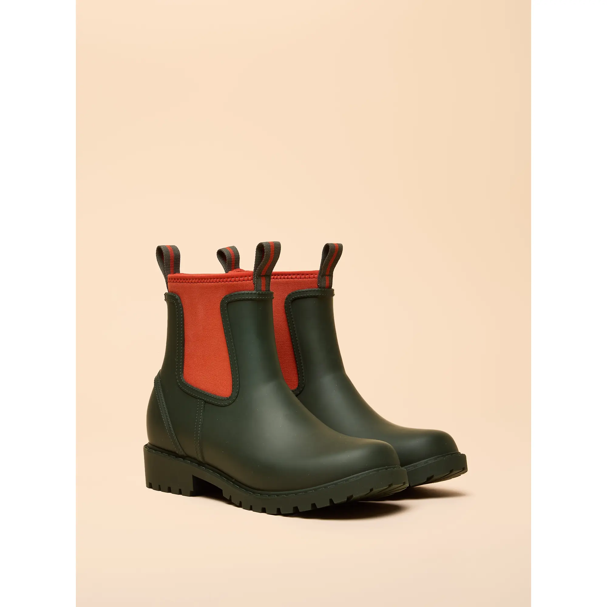 Product image 2 of 6 of Joules Women's Oakfield Colour Block Short Neoprene-Lined Wellies - Green