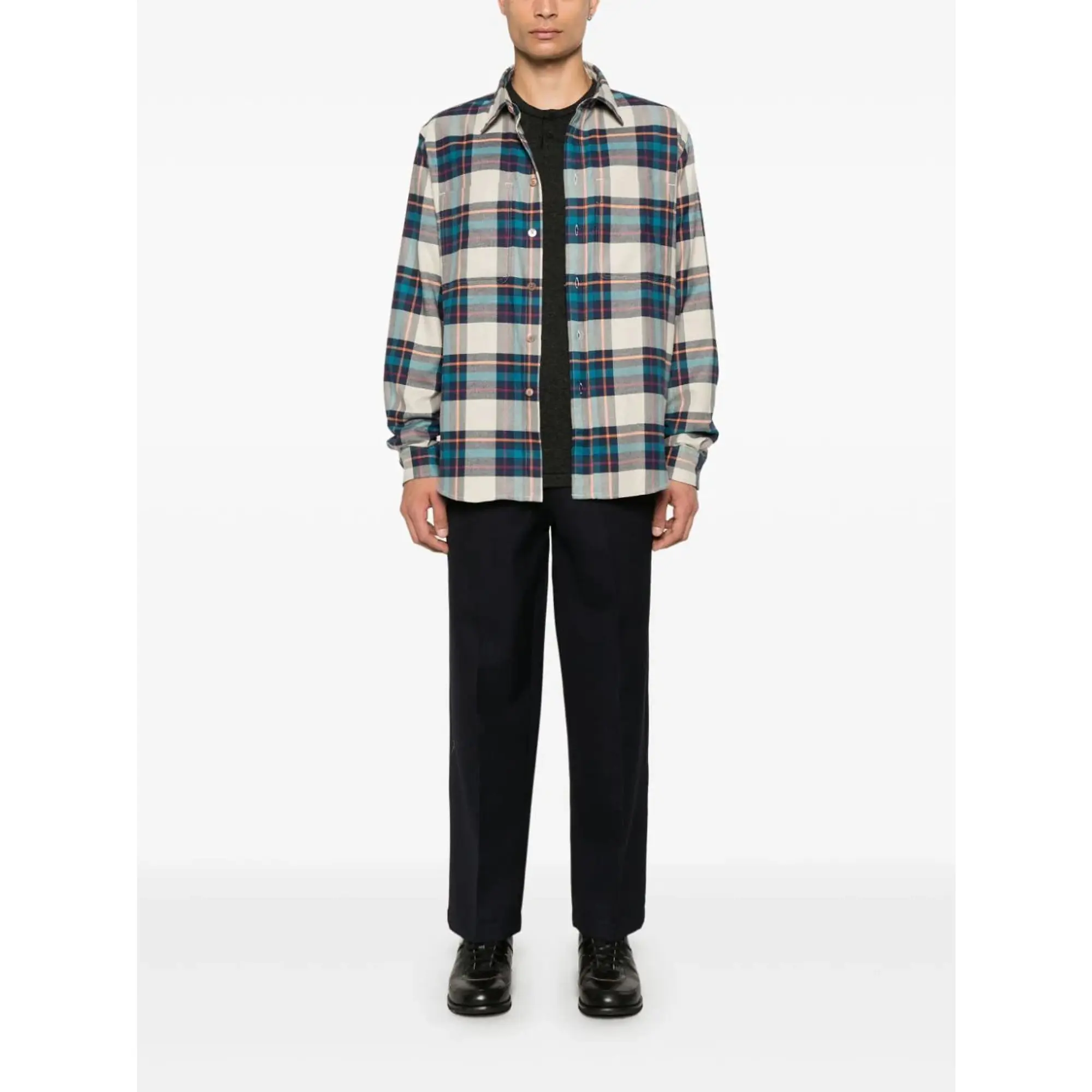 Product image 4 of 9 of Paul Smith Men's Long Sleeve Casual-Fit Shirt - Ecru Check