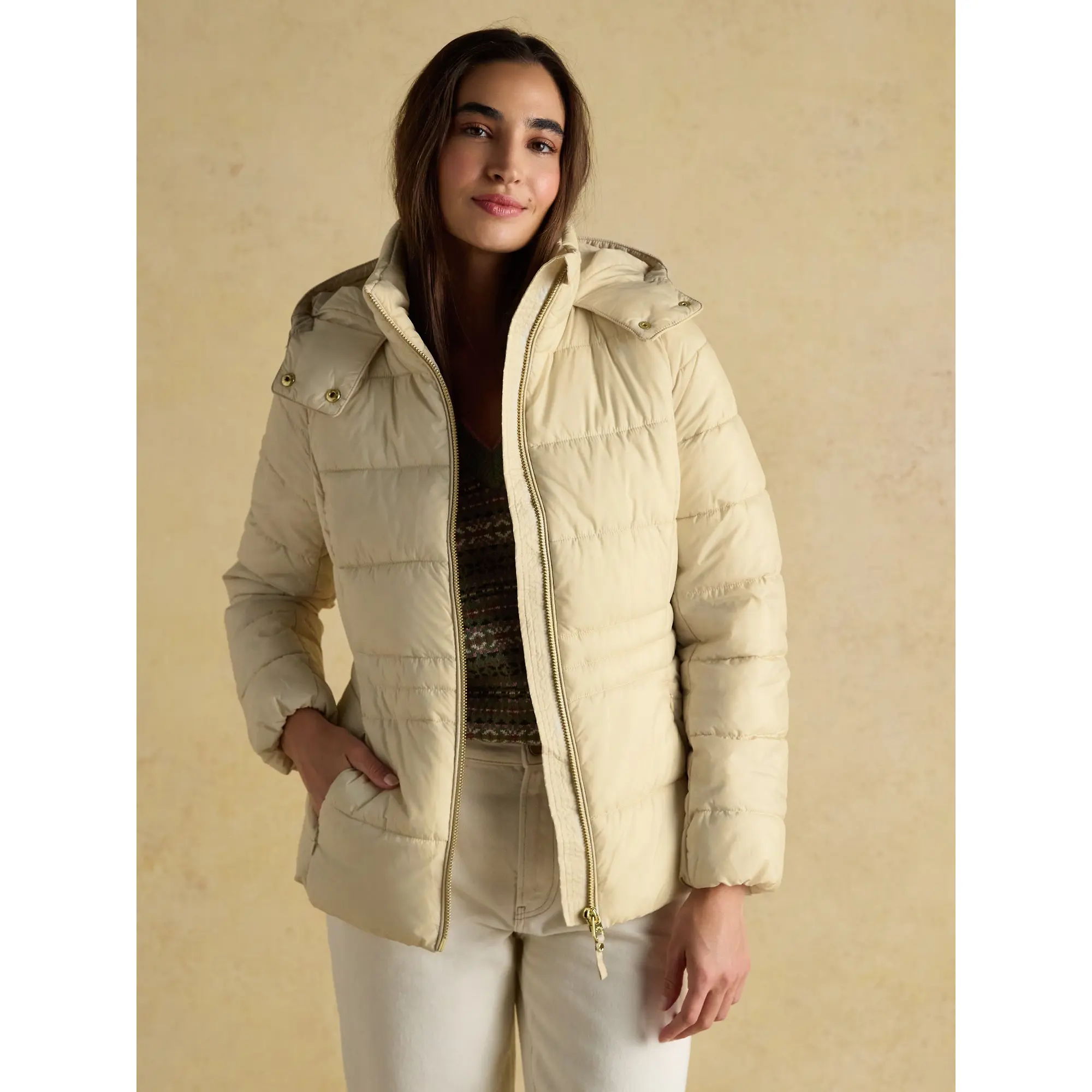 Product image 9 of 10 of Joules Women's Hadlow Short Showerproof Padded Coat -  Neutral