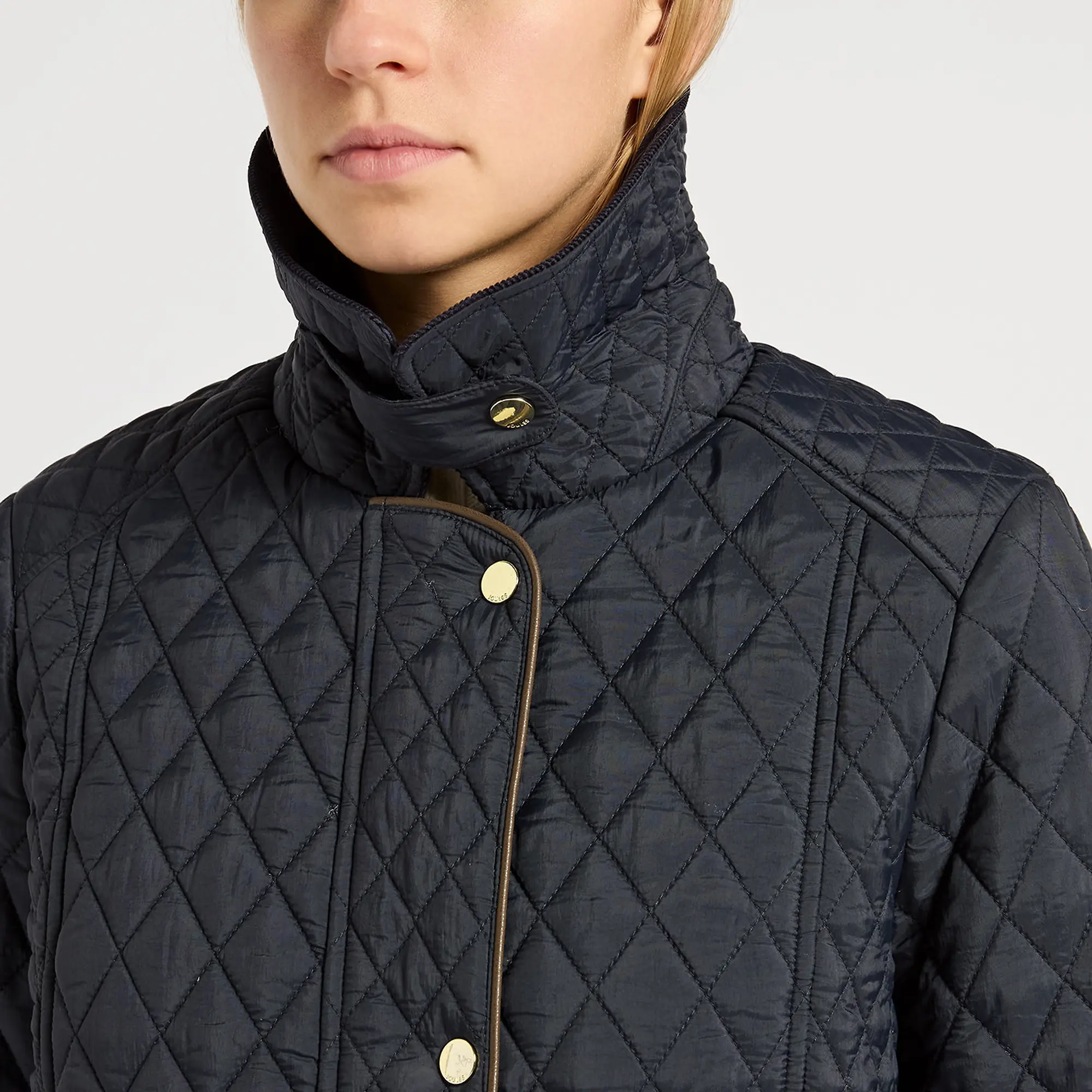 Product image 3 of 6 of Joules Women's Rosewell Long Showerproof Longline Quilted Coat - Navy