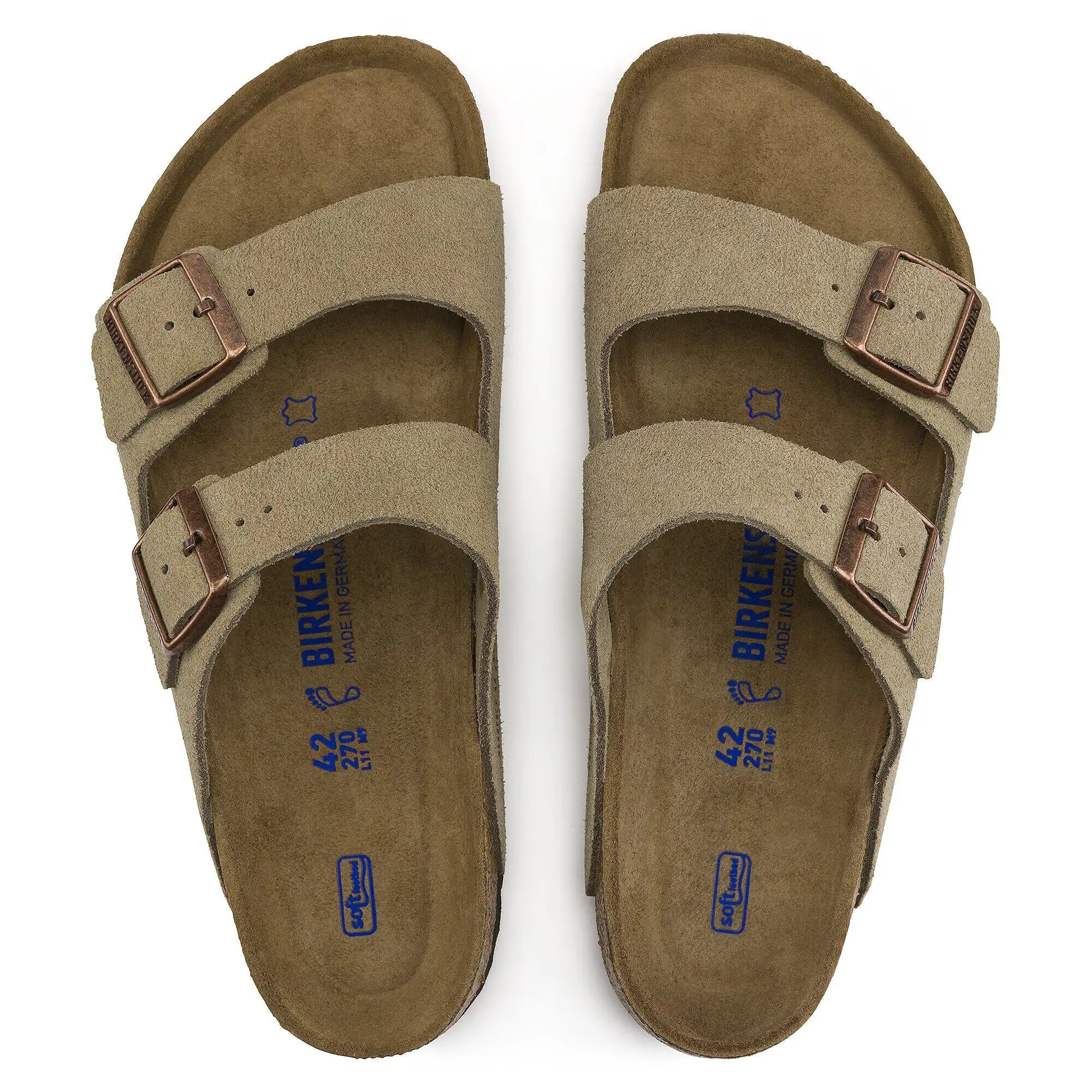 Product image 2 of 8 of Birkenstock Unisex Arizona Soft Footbed Suede Leather Regular Sandals - Taupe
