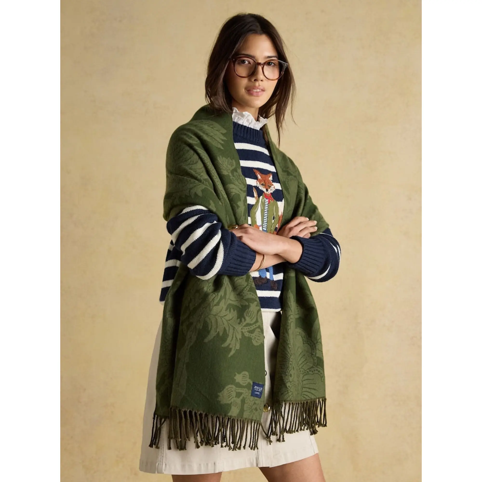 Product image 1 of 5 of Joules Women's Elissa Jacquard Scarf - Khaki Green
