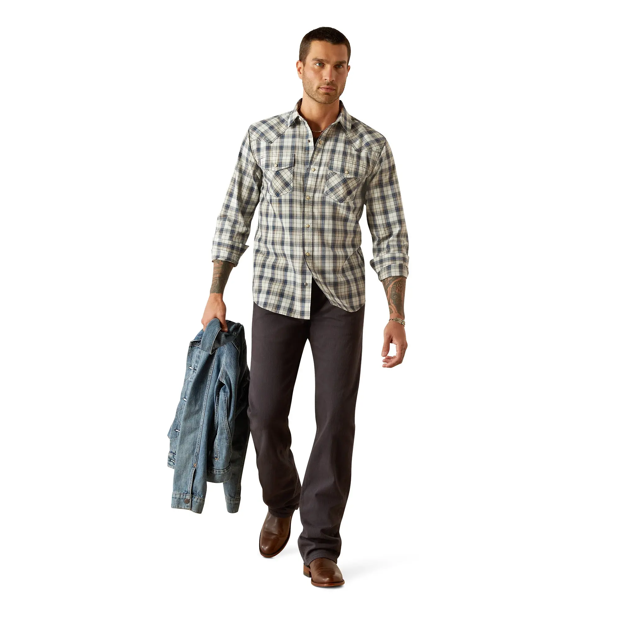 Product image 3 of 4 of Ariat Men's Hampton Retro Long Sleeve Shirt - Navy