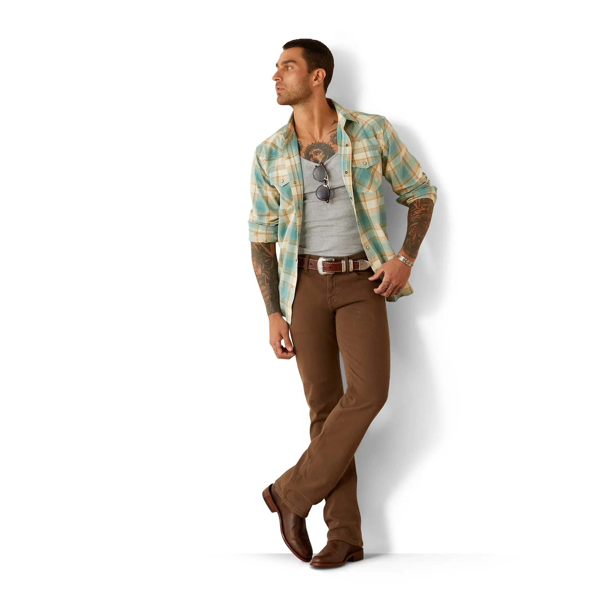 Product image 3 of 4 of Ariat Men's Retro Long Sleeve Shirt - Turquoise