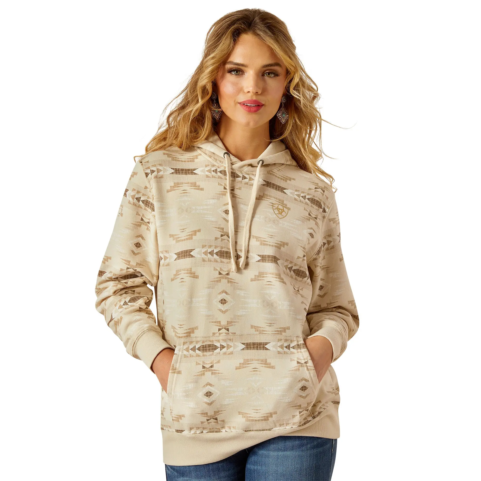 Product image 1 of 7 of Ariat Women's Logo 2.0 Hoodie - Sandstone Sw Print