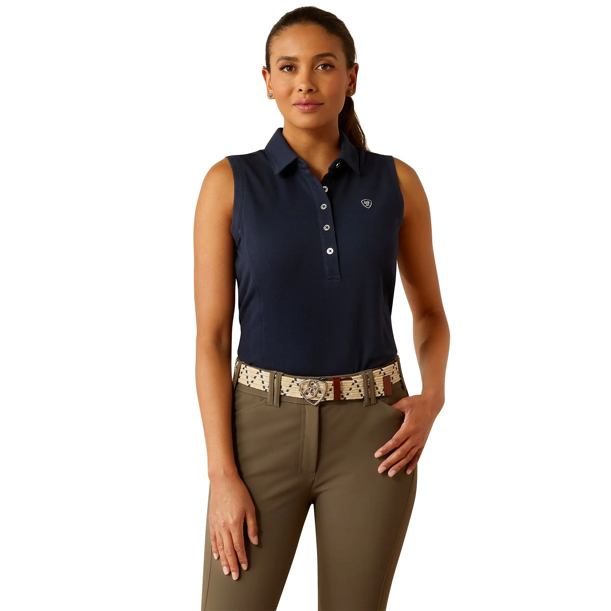 Product image 1 of 4 of Ariat Women's Prix 3.0 Sleeveless Polo Shirt - Navy Eclipse