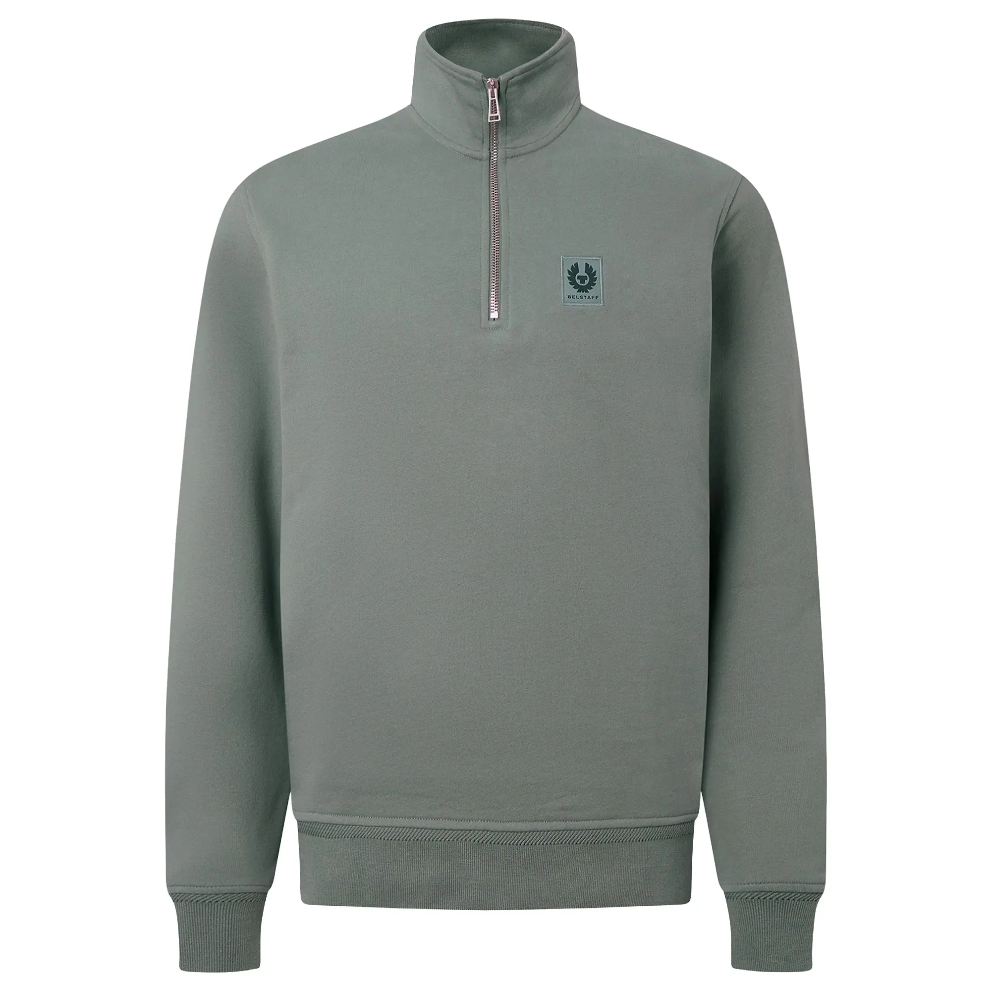 Product image 1 of 3 of Belstaff Men's Cotton Fleece Belstaff Quarter Zip Sweatshirt - Atlantic Grey