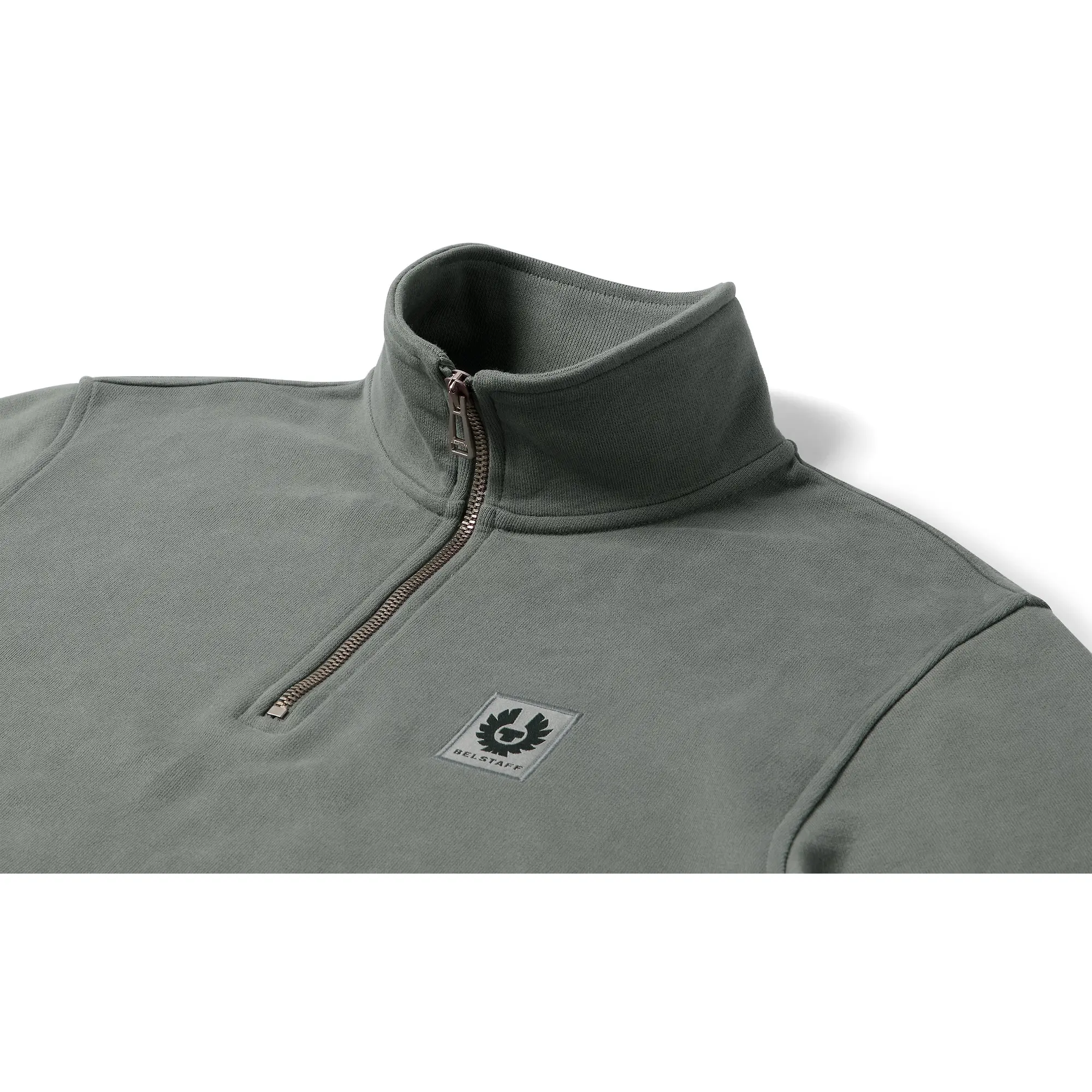 Product image 2 of 3 of Belstaff Men's Cotton Fleece Belstaff Quarter Zip Sweatshirt - Atlantic Grey