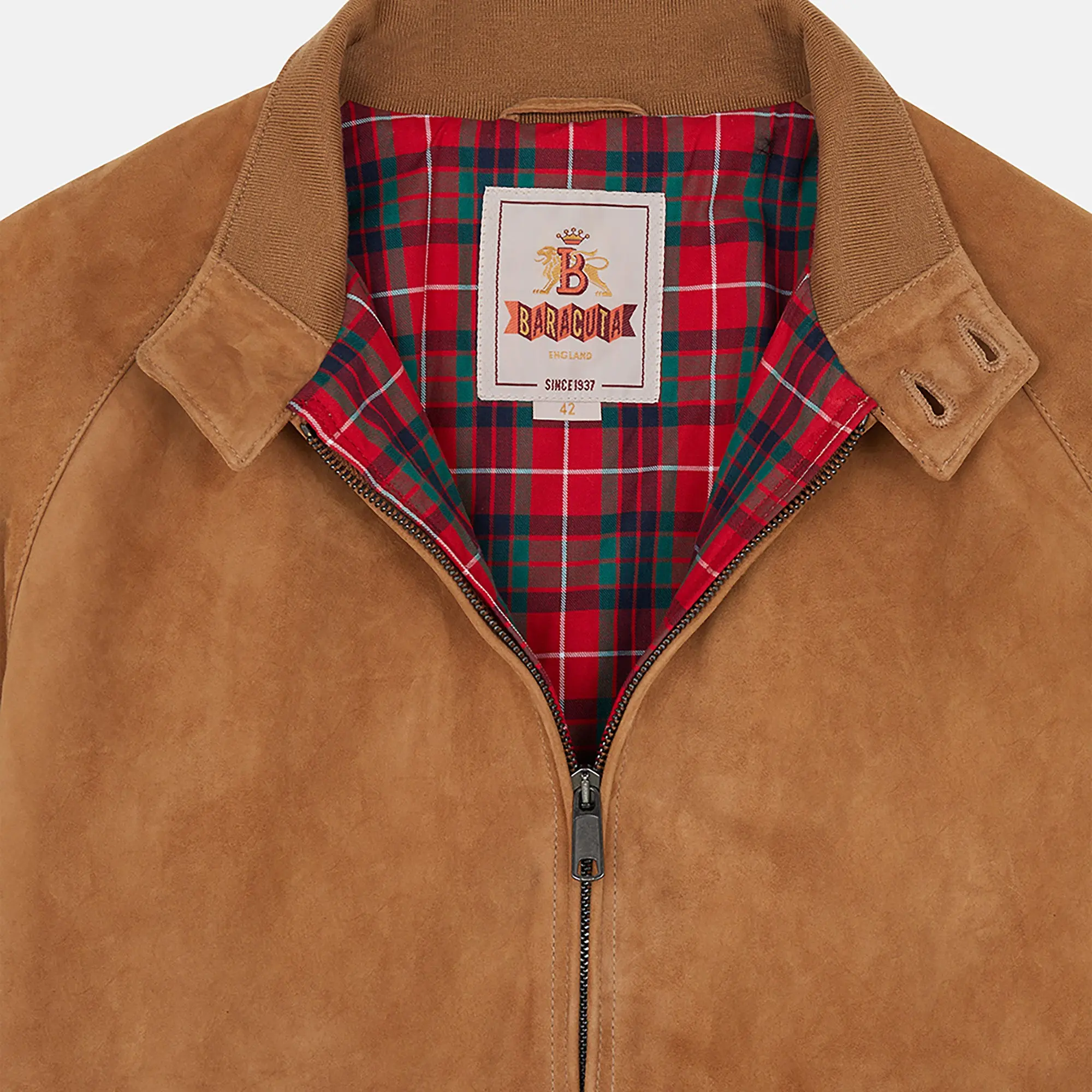 Product image 6 of 6 of Baracuta Men's G9 Suede Harrington Jacket - Tobacco