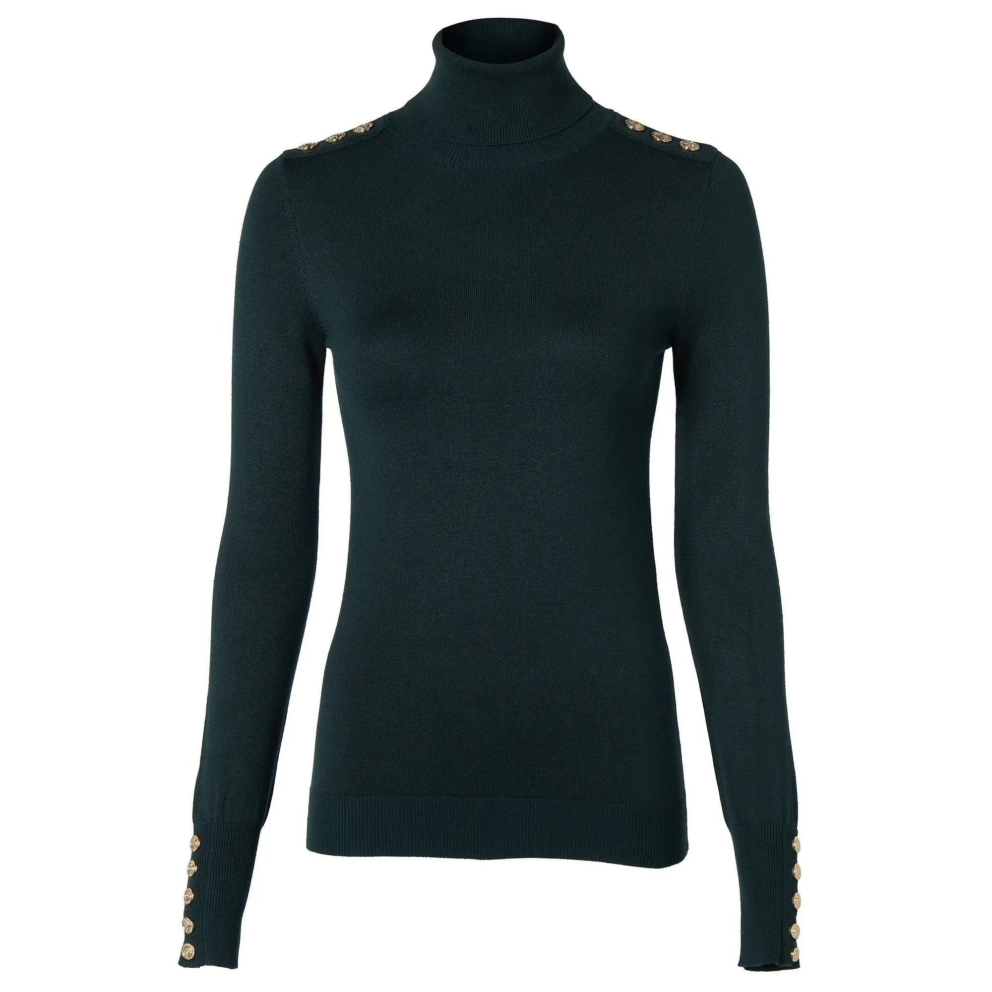 Product image 1 of 6 of Holland Cooper Women's Buttoned Knit Roll Neck - Deep Emerald