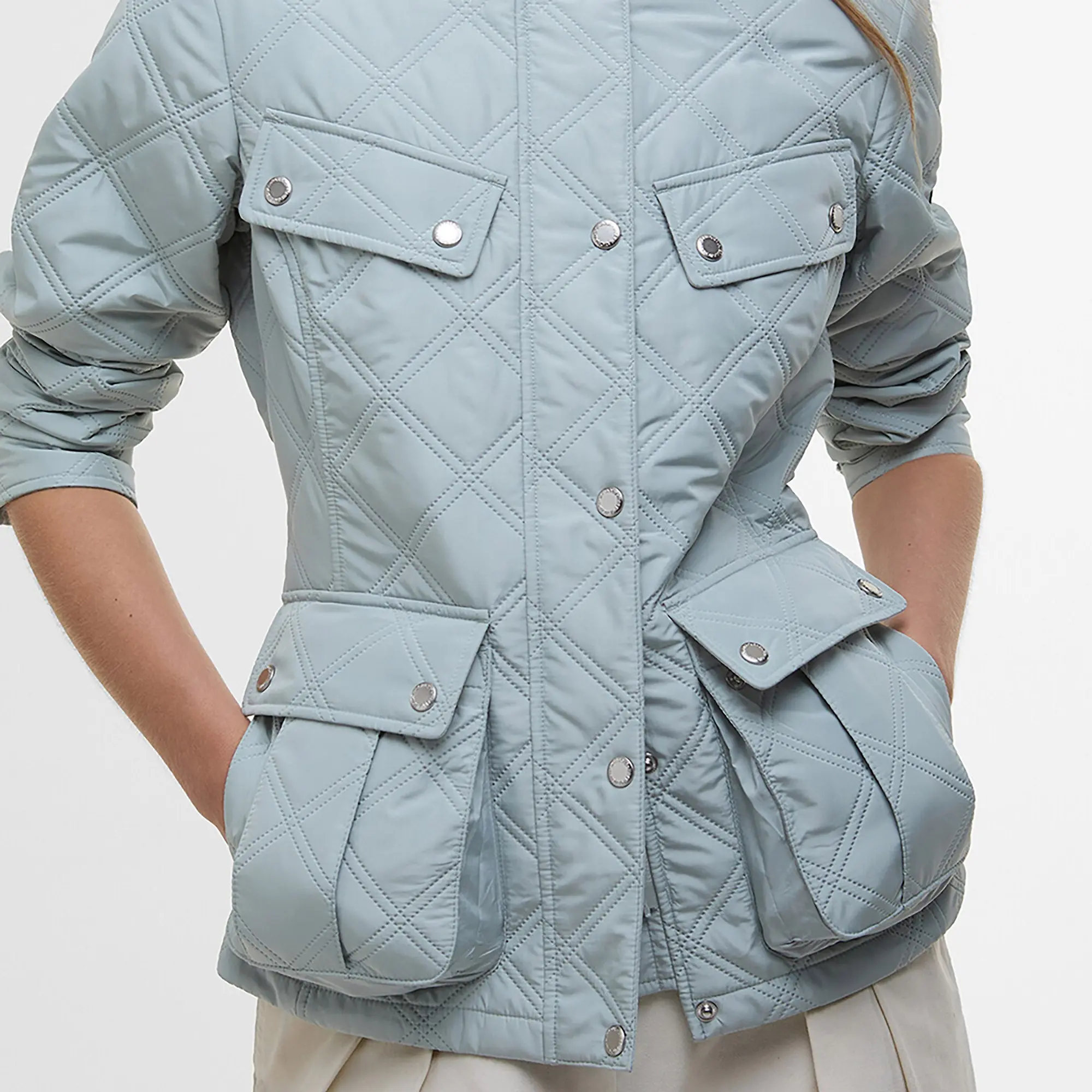 Product image 7 of 7 of Barbour International Women's Halsey Quilted Jacket - Light Steel/Silver Birch