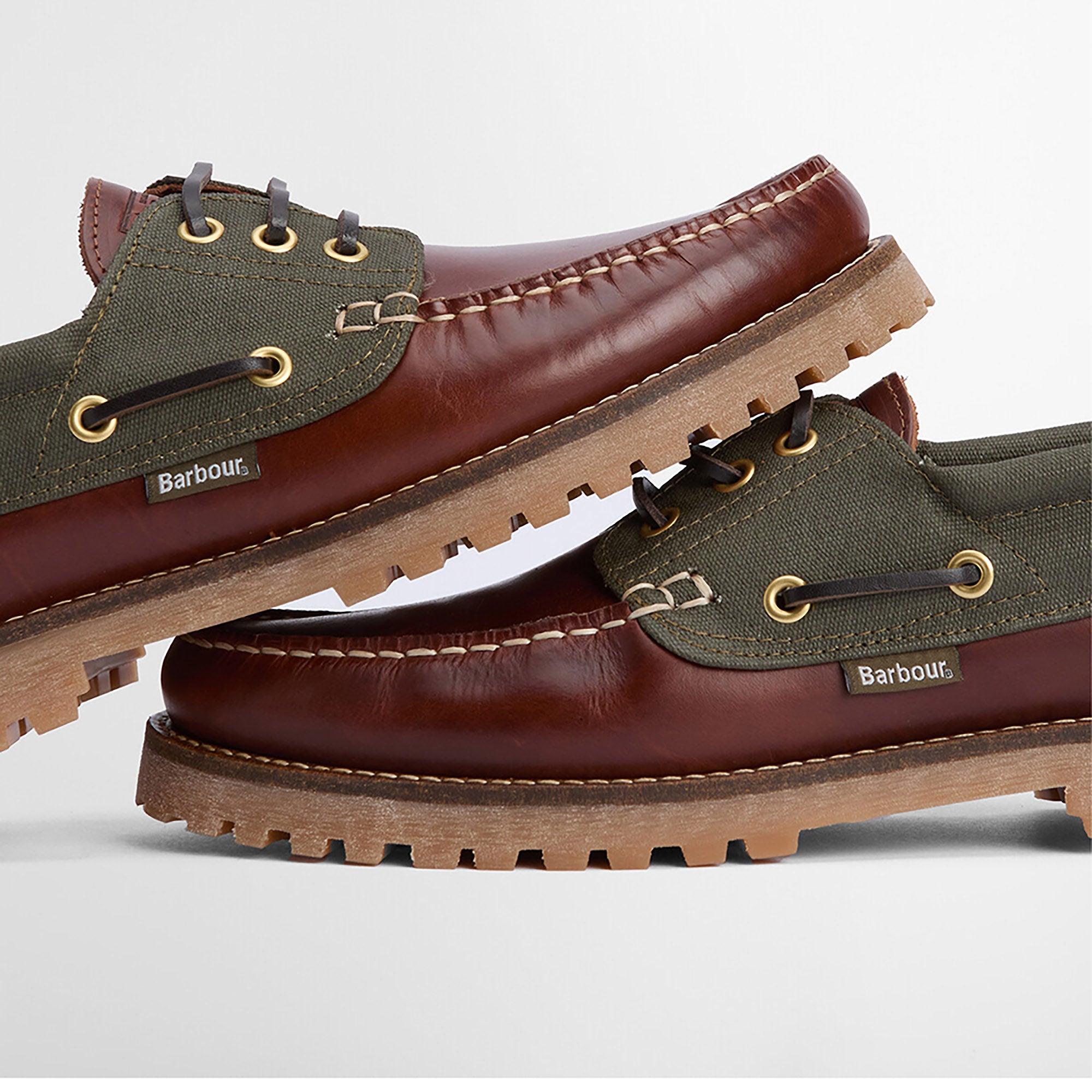 Barbour Men's Deck Boat Shoes - Mahogany | British Attire