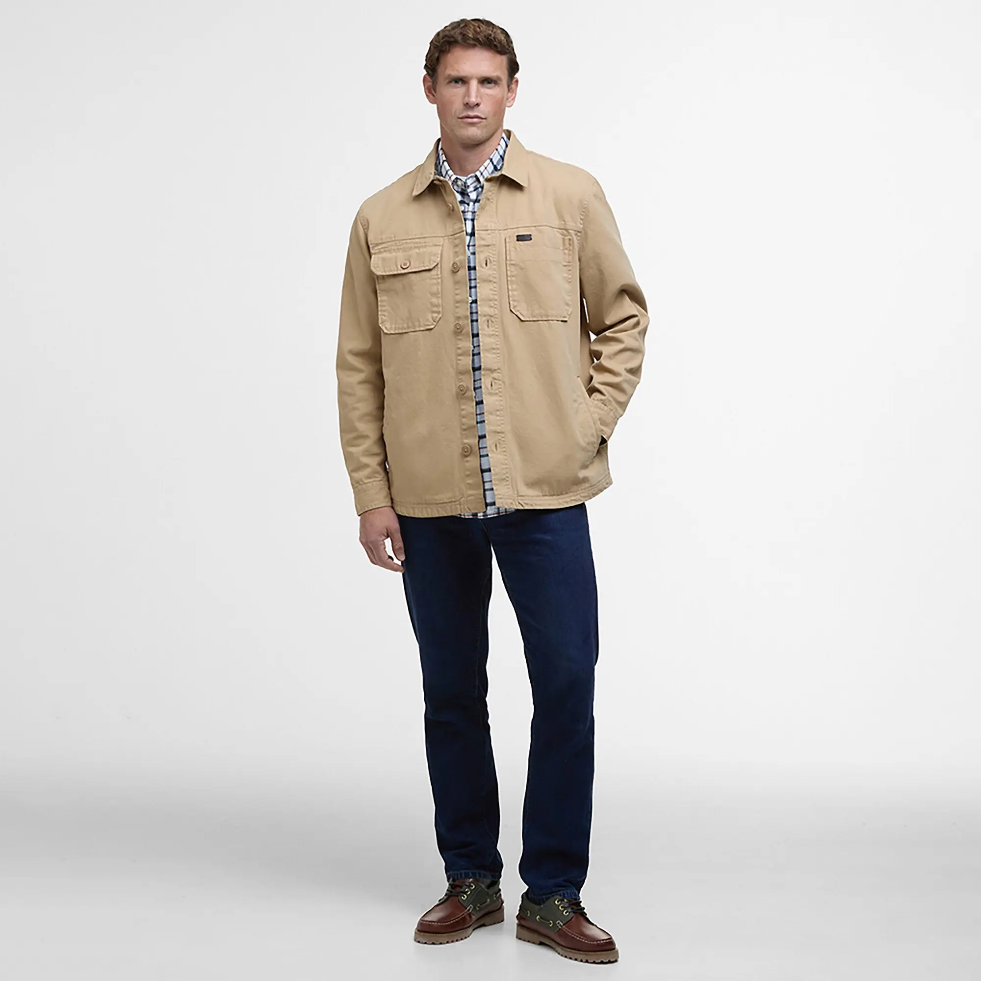 Product image 3 of 7 of Barbour Men's Lingfield Canvas Overshirt - Dark Stone