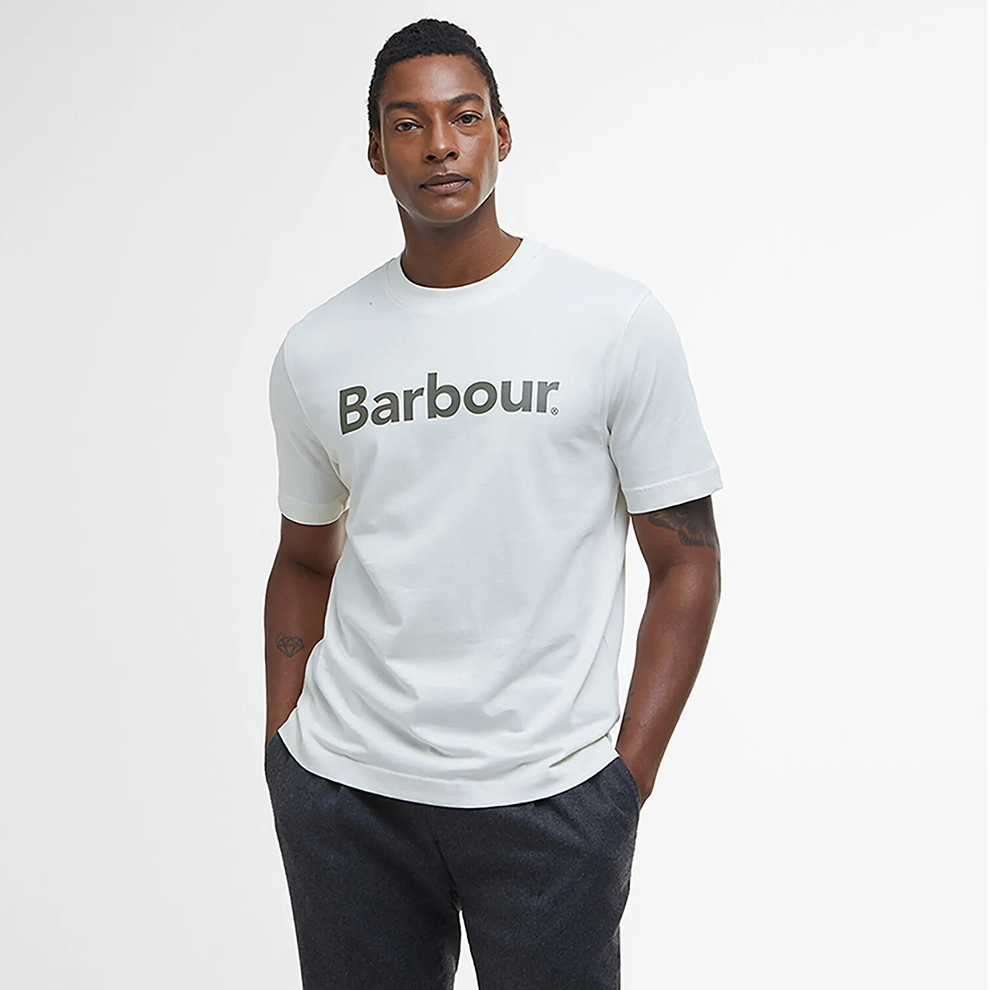 Product image 2 of 5 of Barbour Men's Logo Relaxed Fit T-Shirt - Antique White