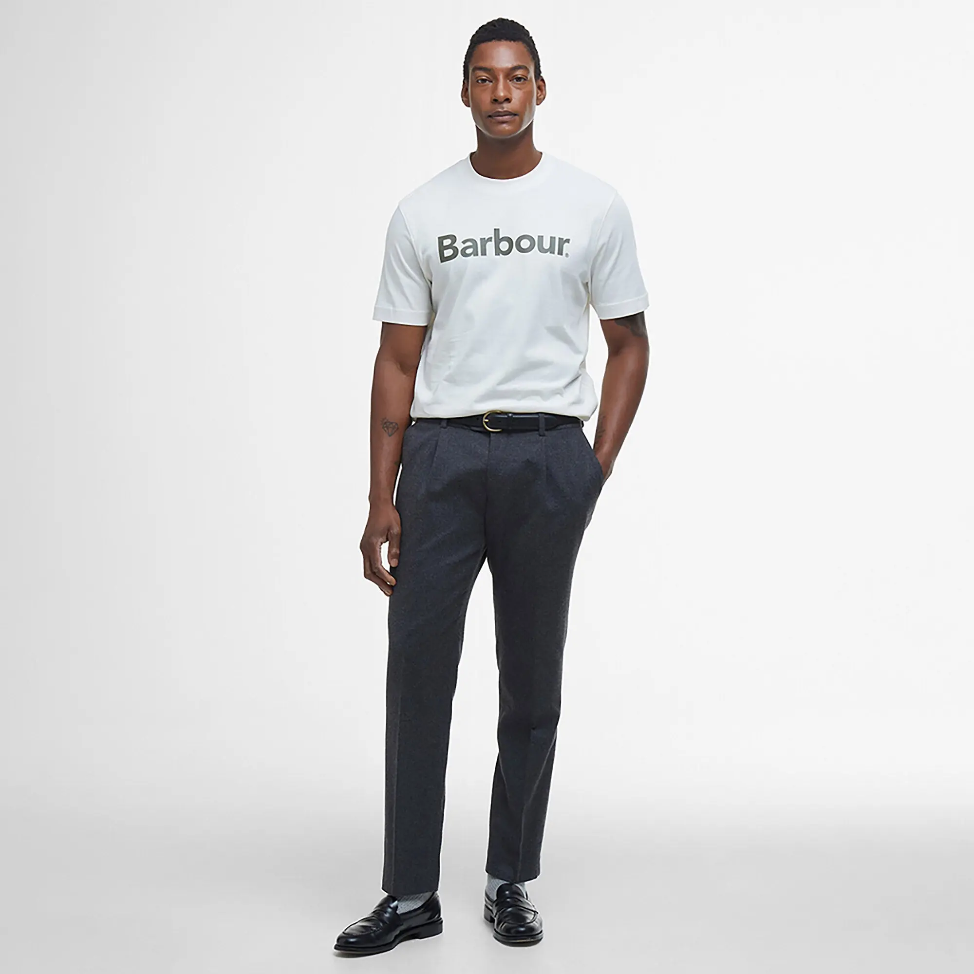 Product image 3 of 5 of Barbour Men's Logo Relaxed Fit T-Shirt - Antique White