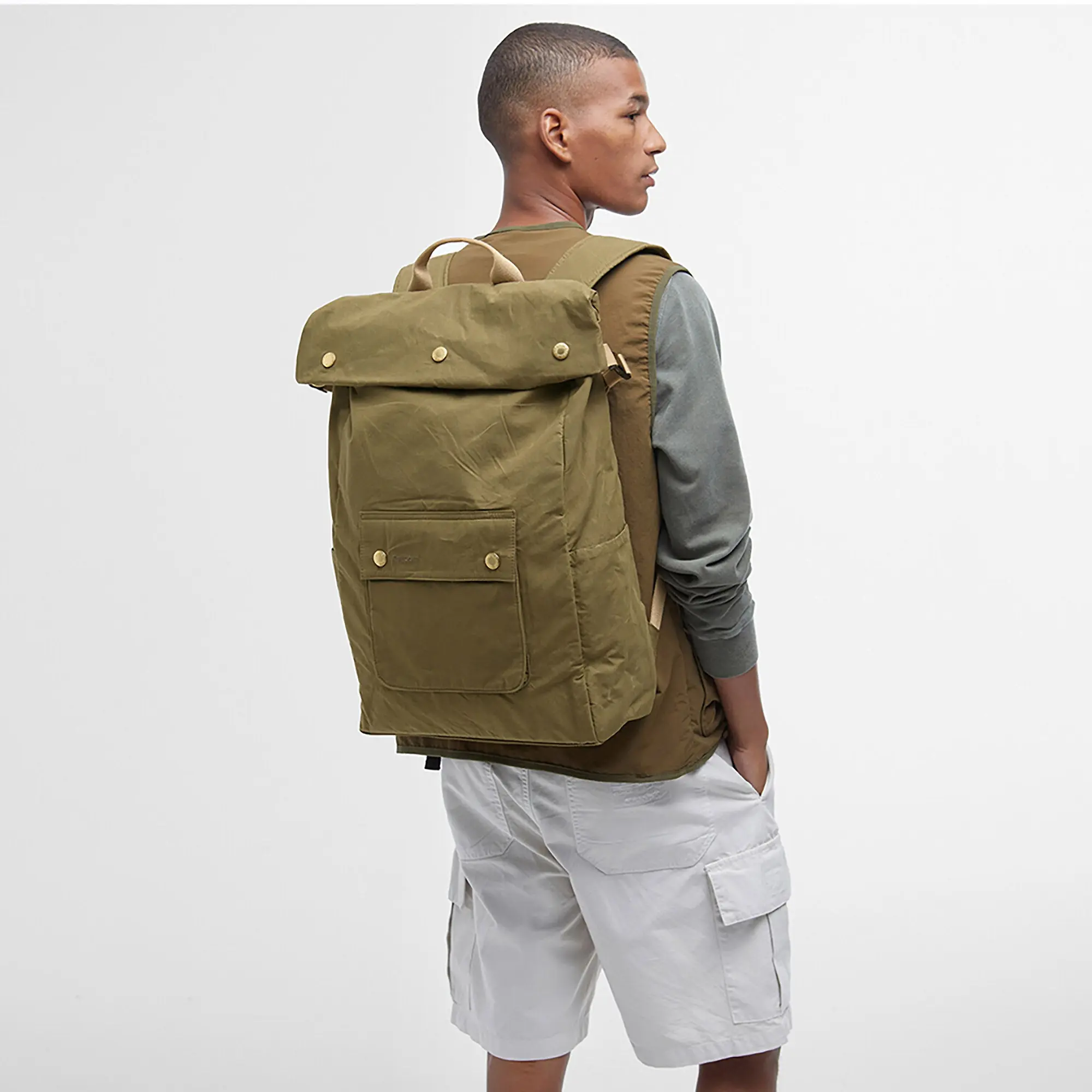 Product image 2 of 12 of Barbour Transport Foldover Backpack Bag - Dusky Green