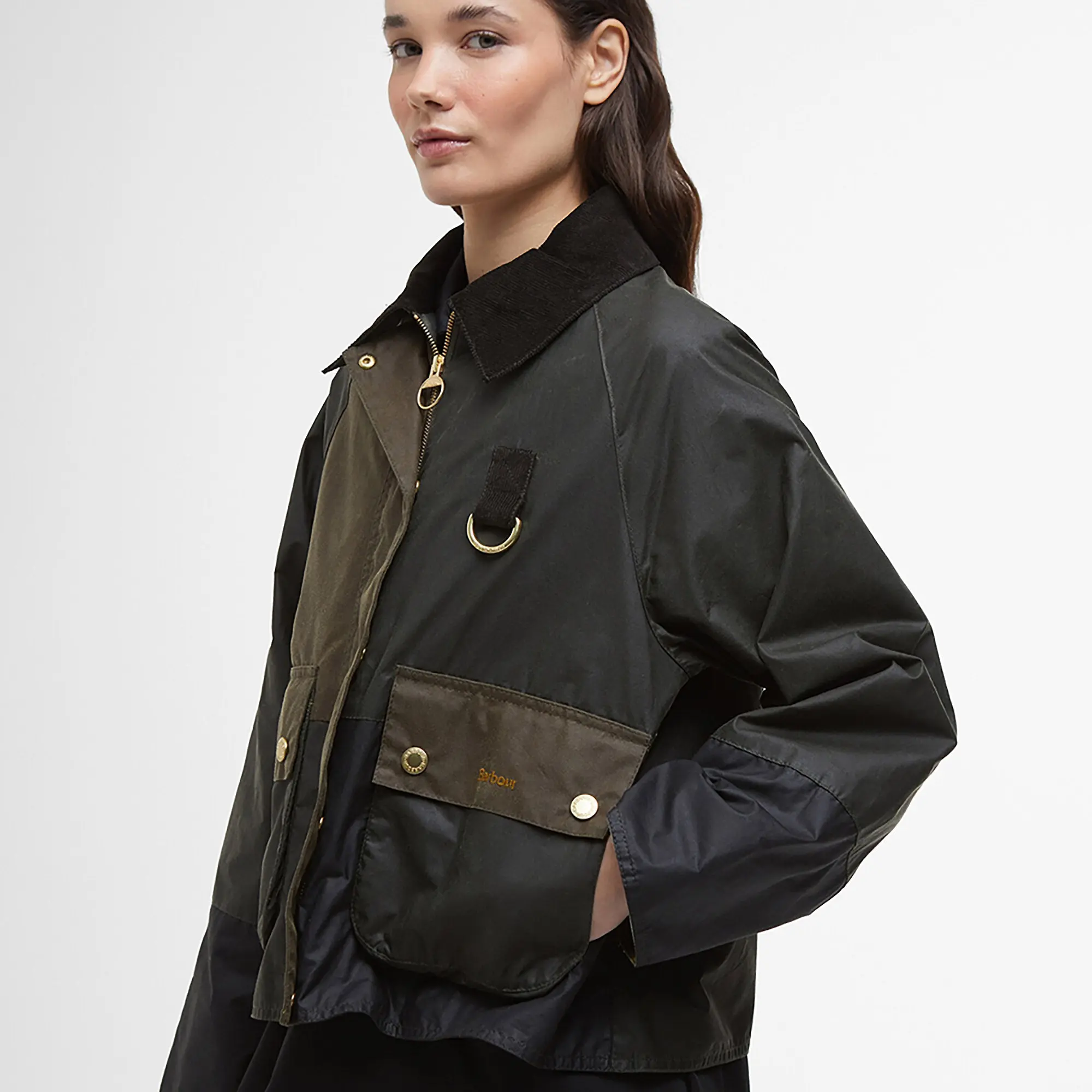 Product image 6 of 7 of Barbour Women's Alma Wax Jacket - Archive Olive/Black/Beech with Ancient Tartan