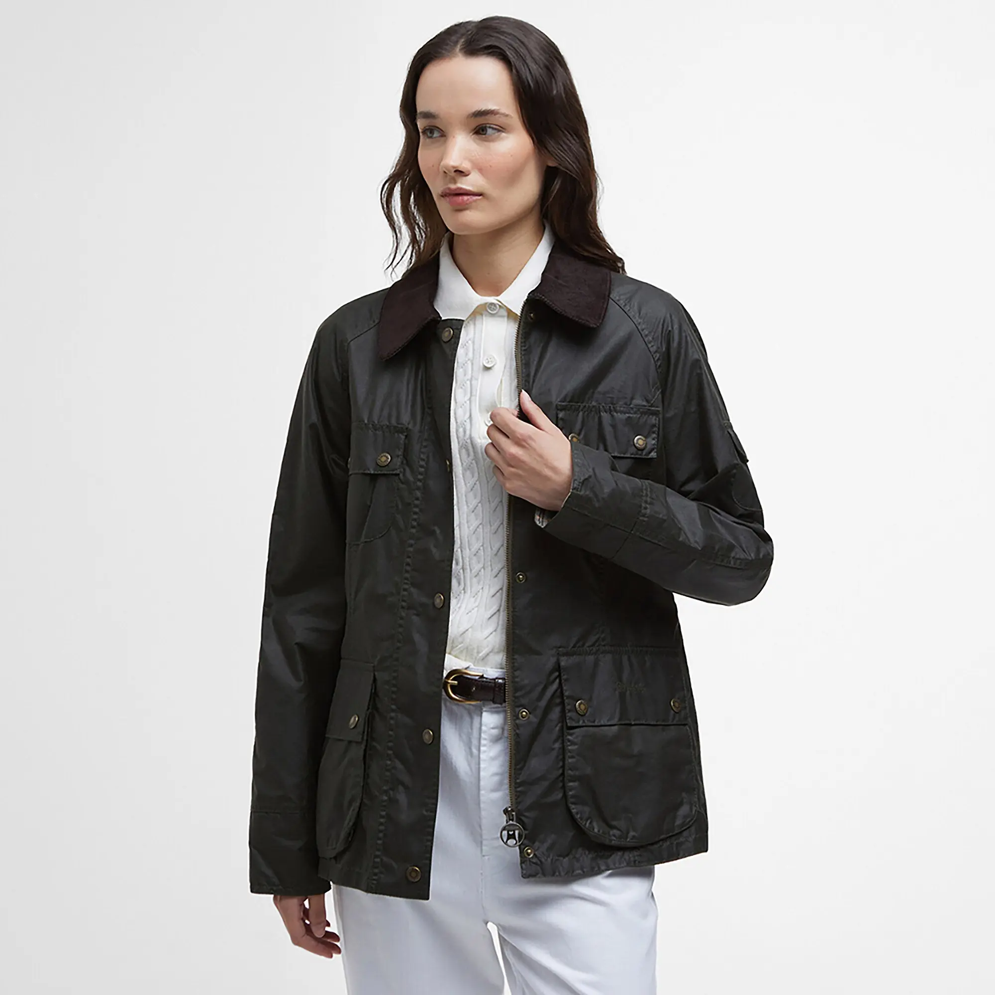 Product image 2 of 9 of Barbour Women's Arlo Utility Wax Jacket - Archive Olive/Ancient Tartan