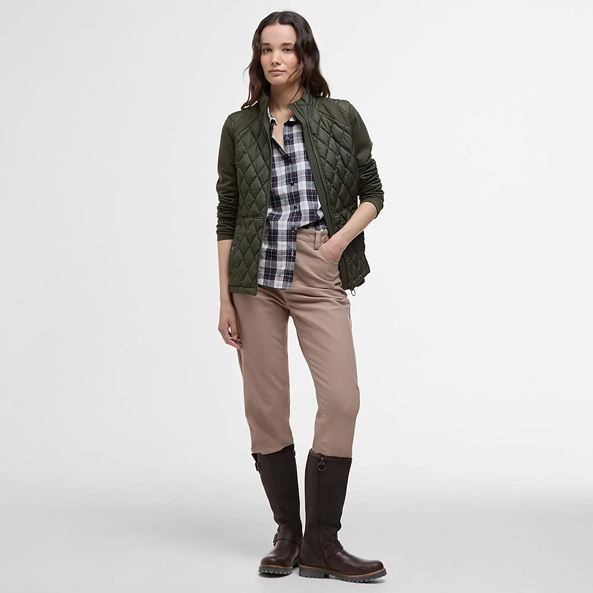 Product image 3 of 8 of Barbour Women's Edda Quilted Sweat Jacket - Olive