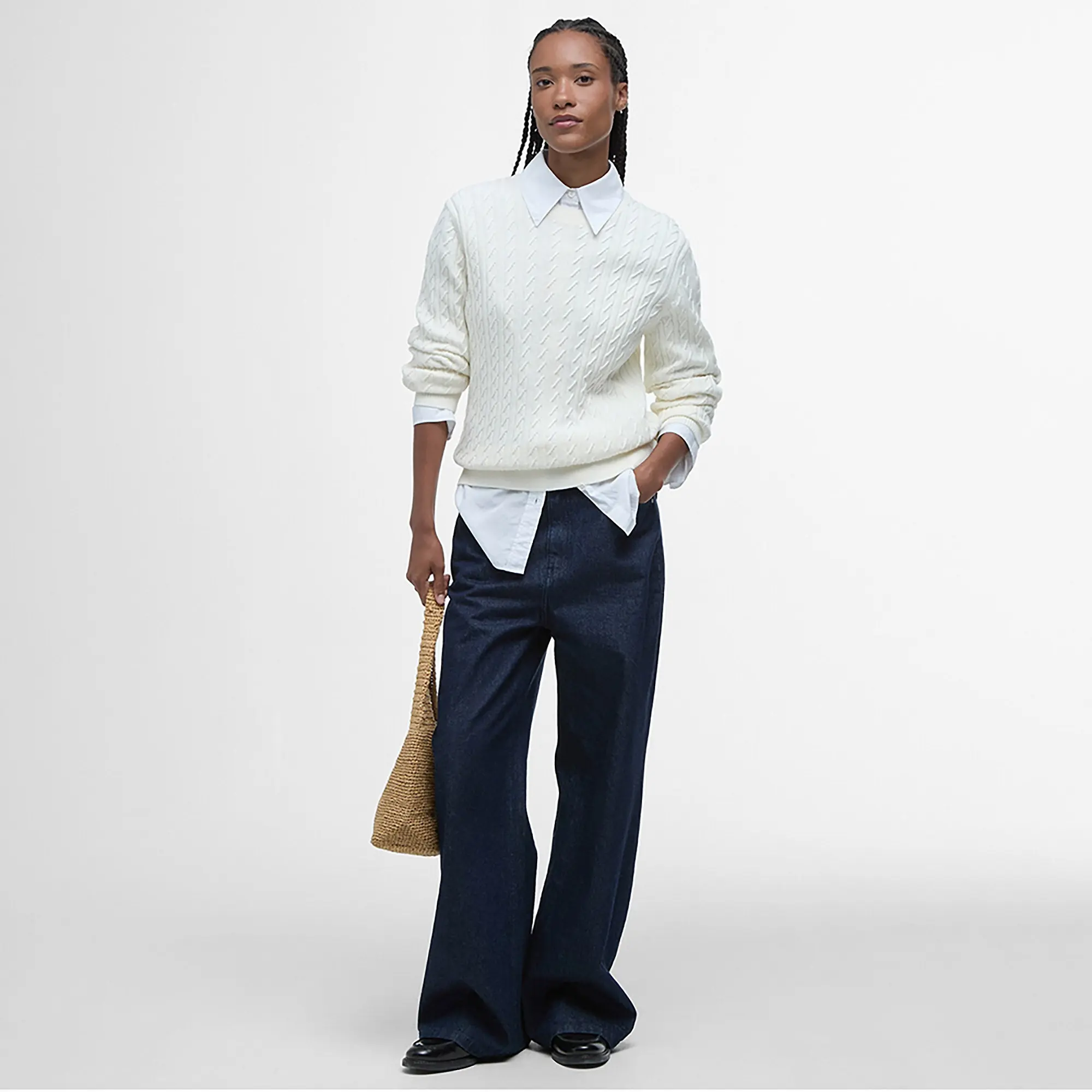 Product image 3 of 7 of Barbour Women's Hartland Crew Knitted Jumper - Cloud