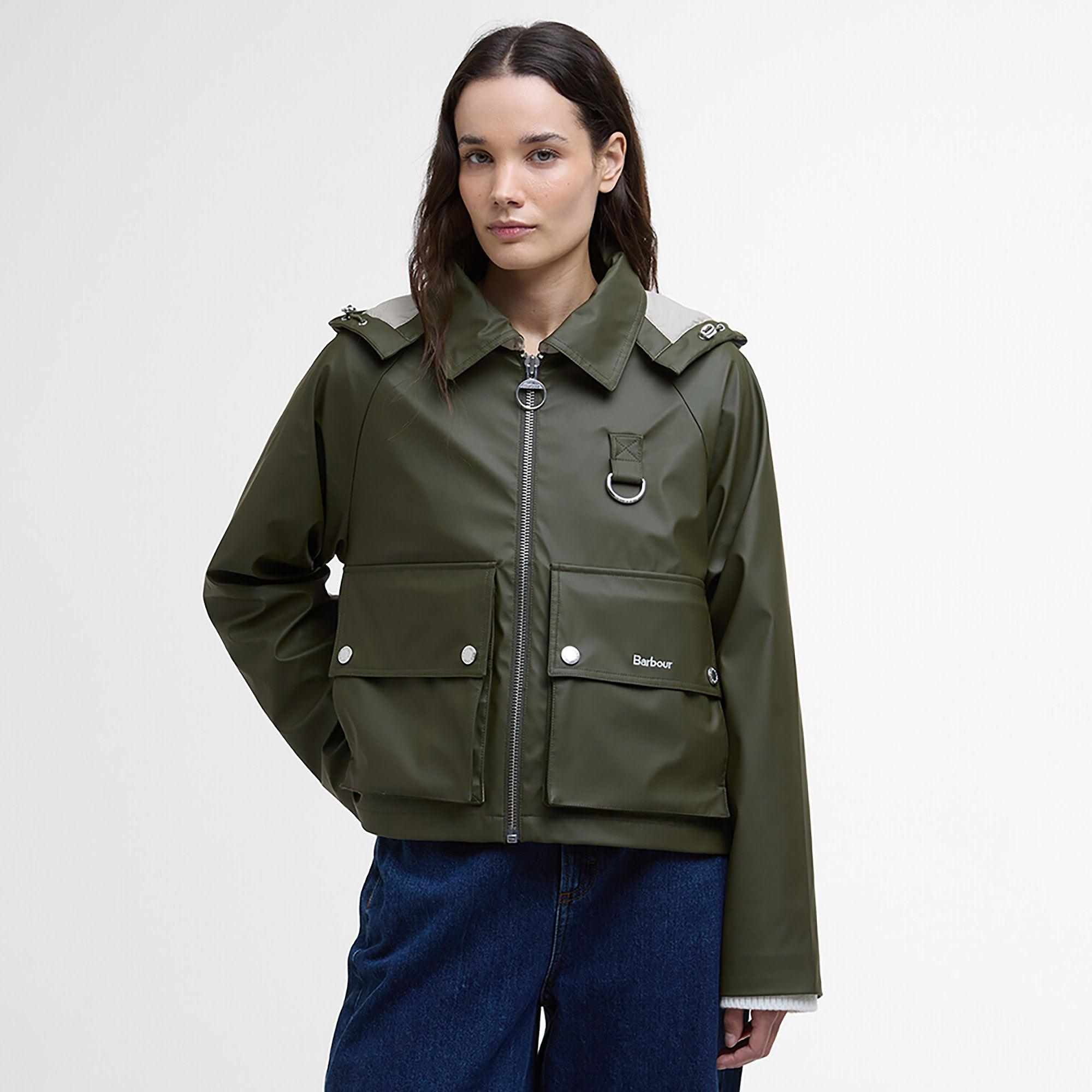 Barbour Women's June Showerproof Jacket - Deep Olive | British Attire