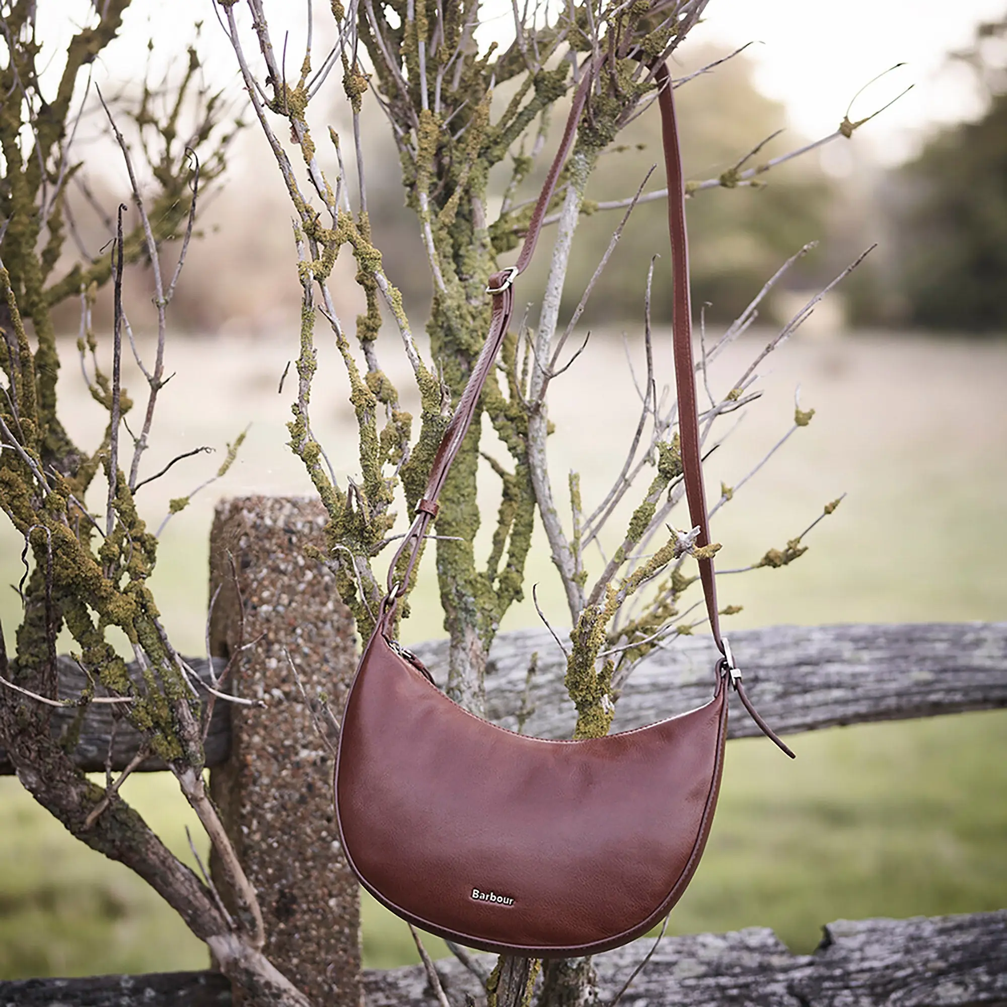 Product image 9 of 9 of Barbour Women's Laire Leather Sling Half-Moon Bag - Brown