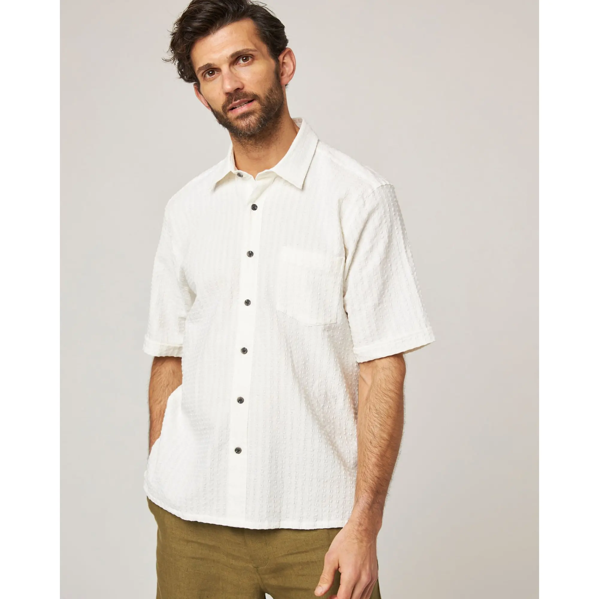 Product image 2 of 8 of Peregrine Men's Made In England Beach Shirt - White Stripe