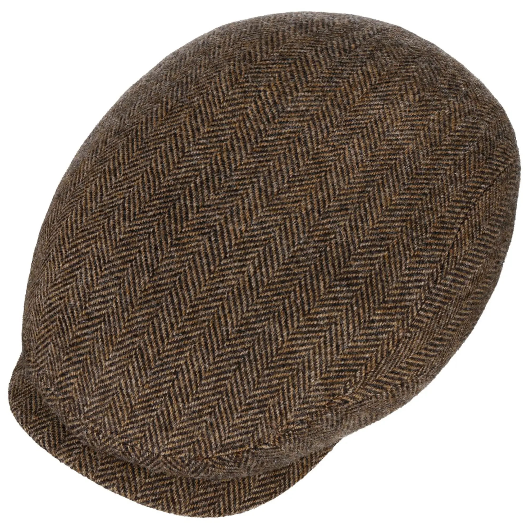 Product image 2 of 4 of Stetson Belfast Driver Classic Wool Herringbone Flat Cap - Brown Melange