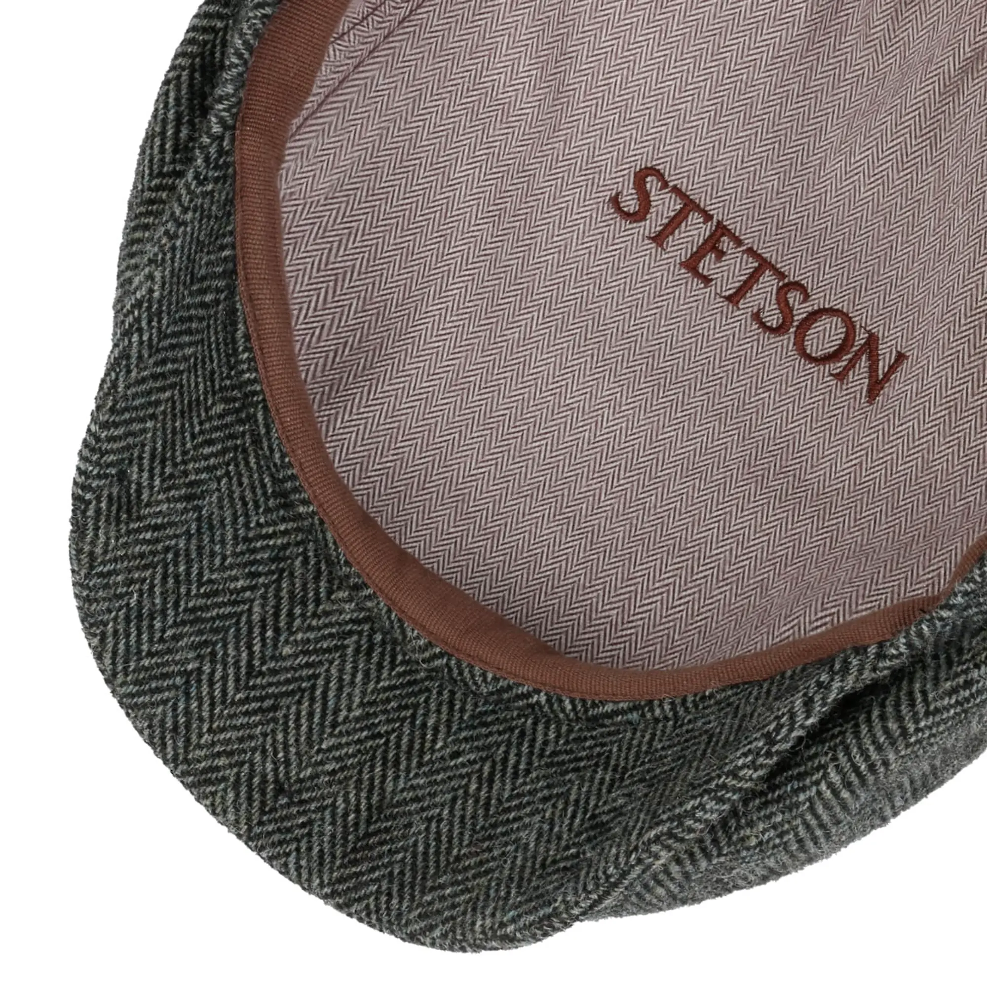 Product image 3 of 4 of Stetson Belfast Driver Classic Wool Herringbone Flat Cap - Moss Green