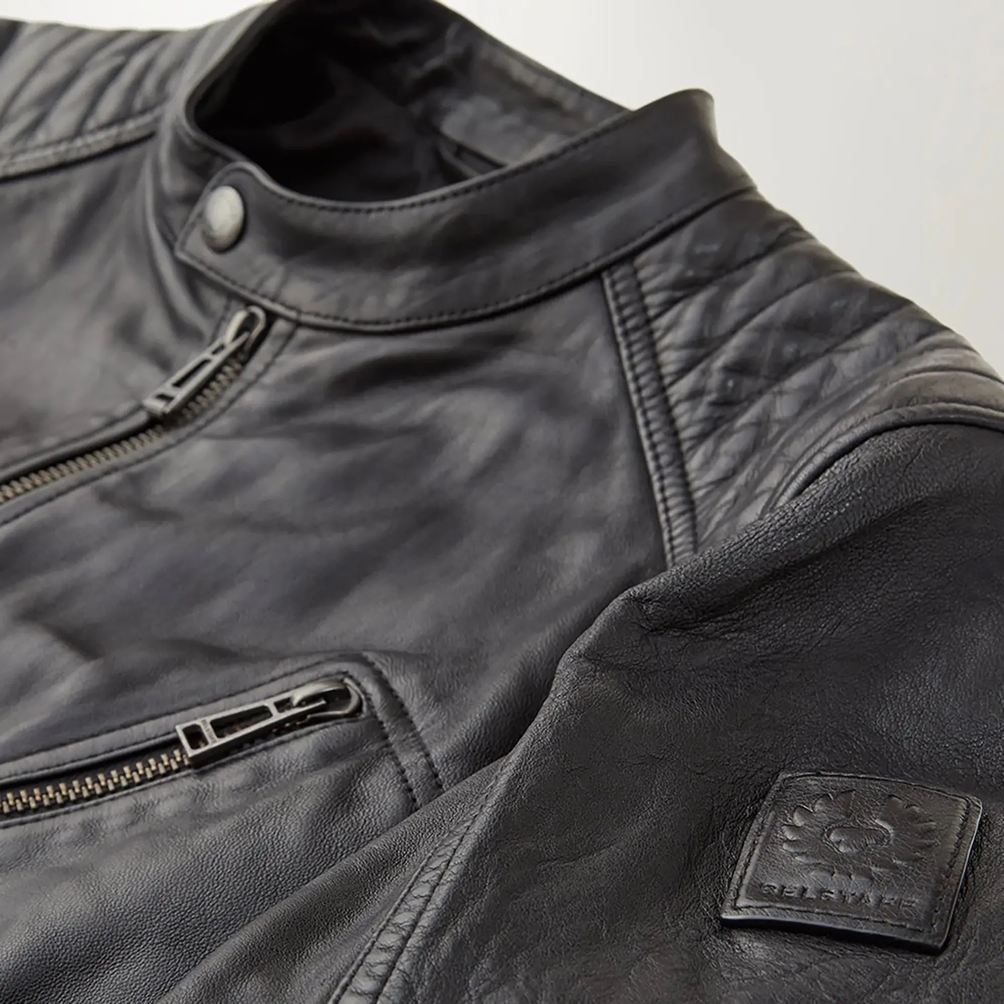 Product image 2 of 3 of Belstaff Men's Cheviot Leather V Racer Jacket - Black