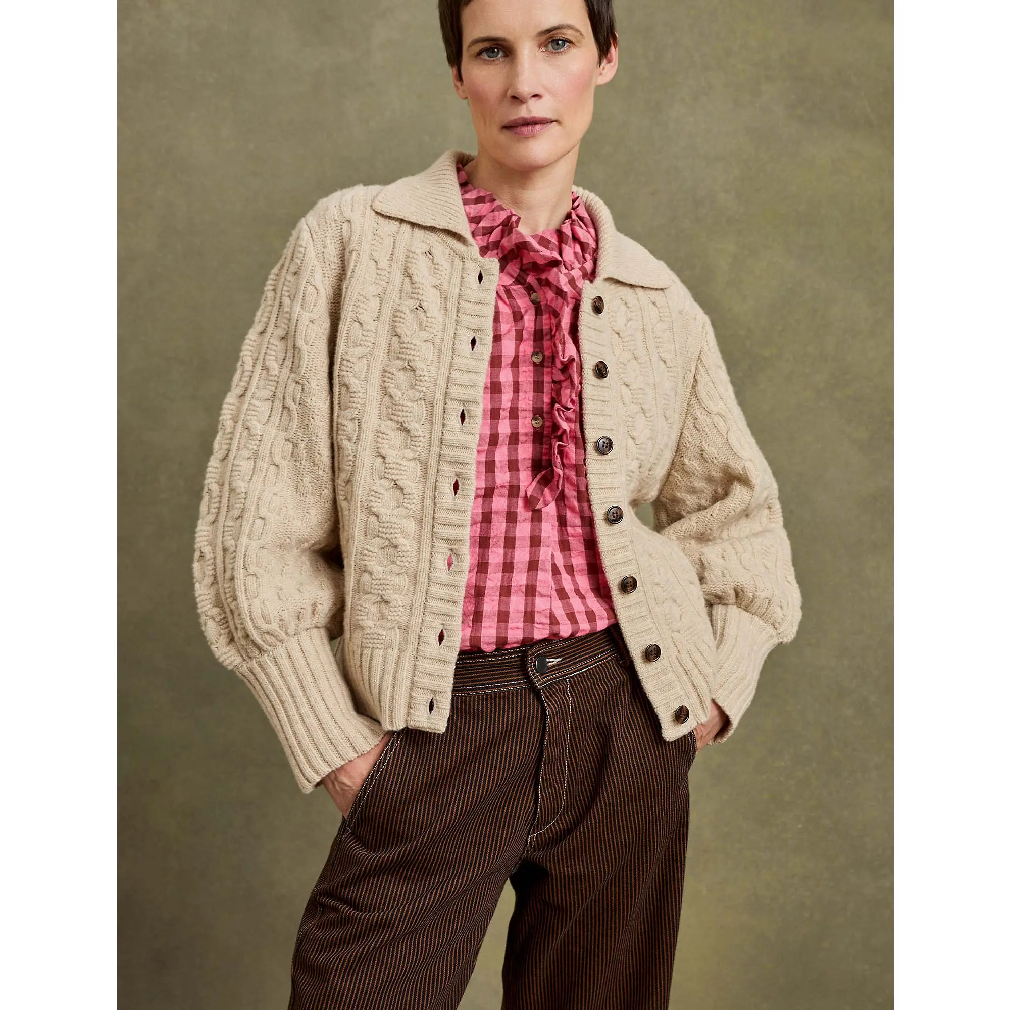 Product image 3 of 6 of Penelope Chilvers Women's Cornwall Wool Cardigan - Cream