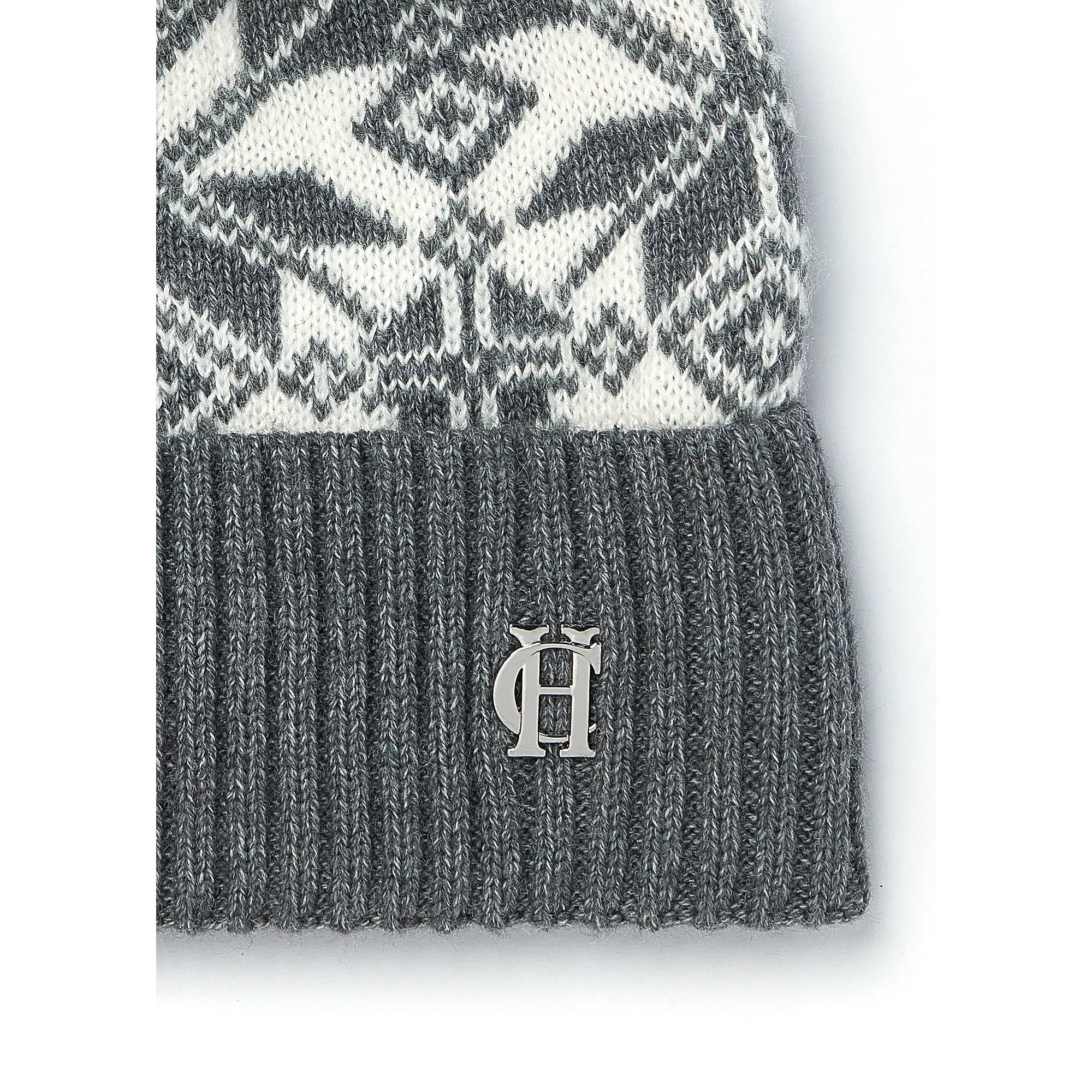 Product image 2 of 4 of Holland Cooper Beatrice Beanie Bobble Hat -  Grey Marl Cream