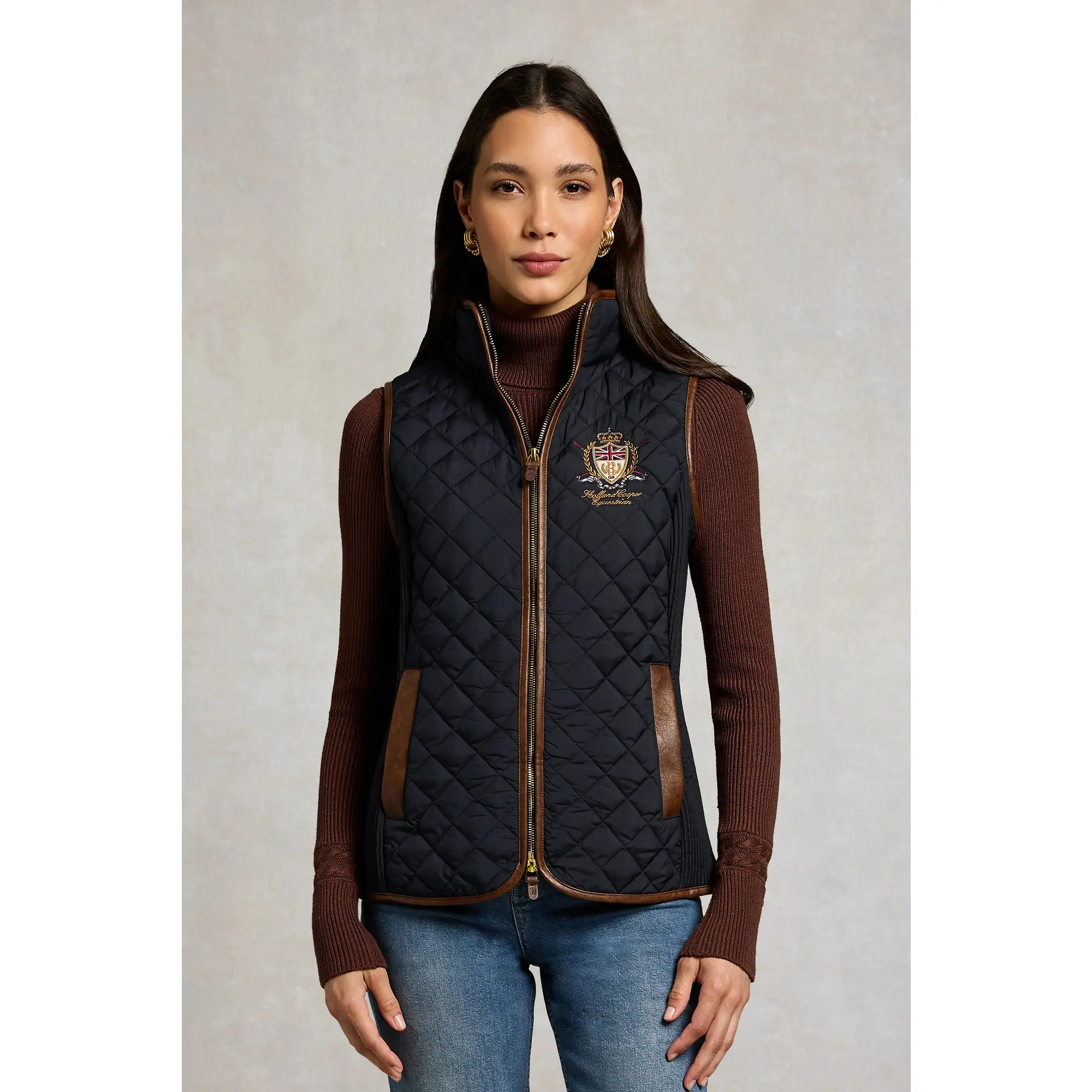 Product image 7 of 10 of Holland Cooper Women's Boughton Diamond Quilt Gilet - Ink Navy