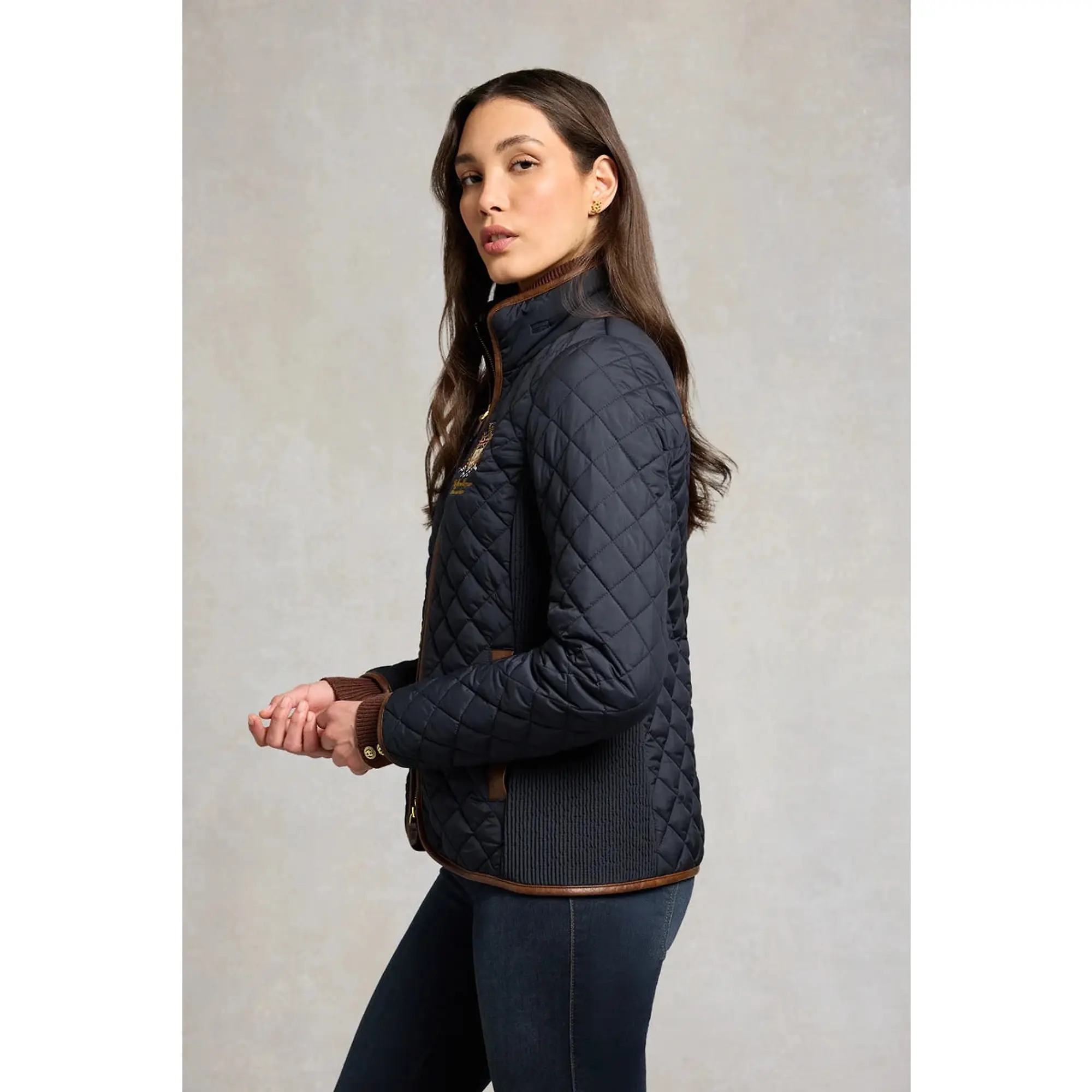 Product image 4 of 10 of Holland Cooper Women's Boughton Diamond Quilt Jacket - Ink Navy