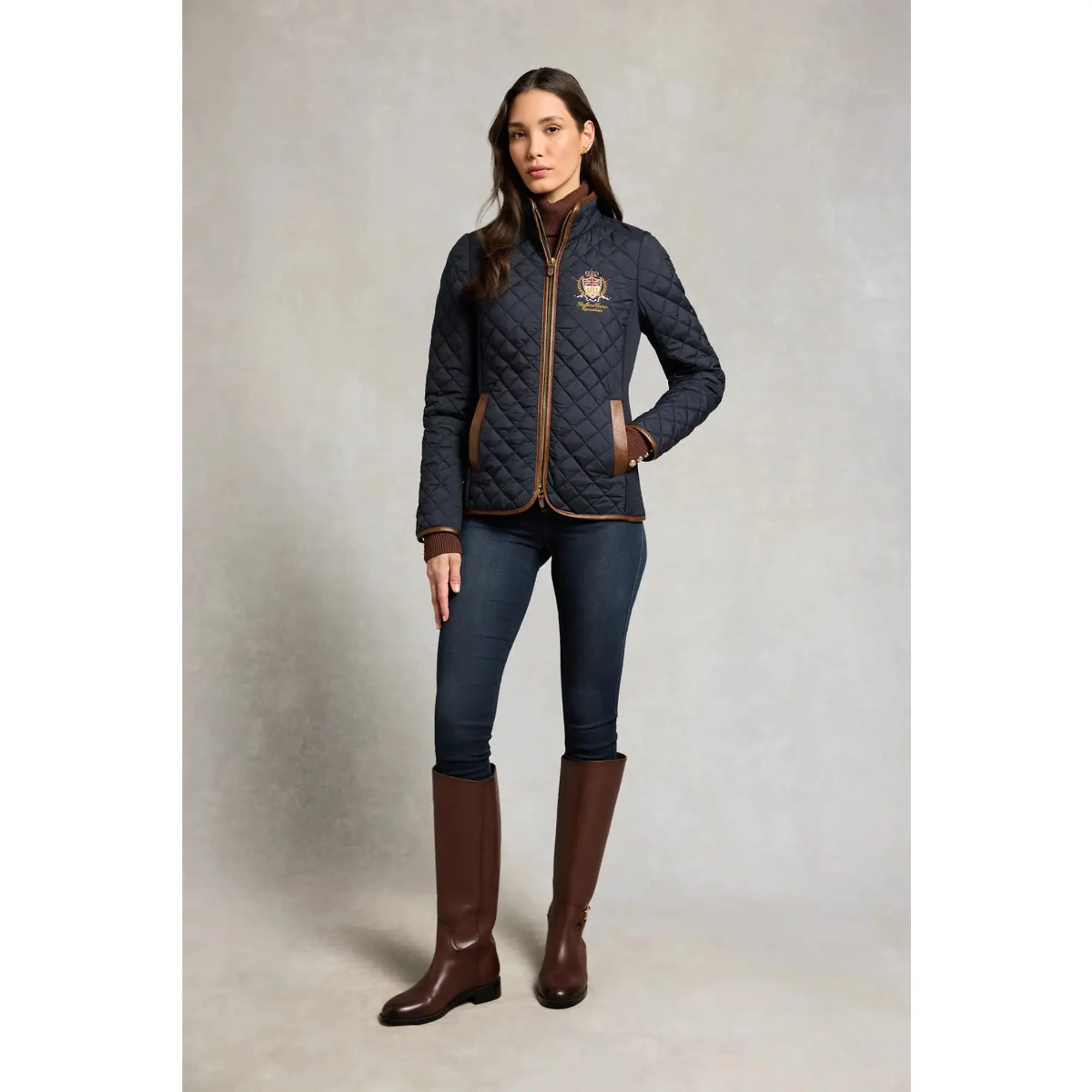 Product image 6 of 10 of Holland Cooper Women's Boughton Diamond Quilt Jacket - Ink Navy