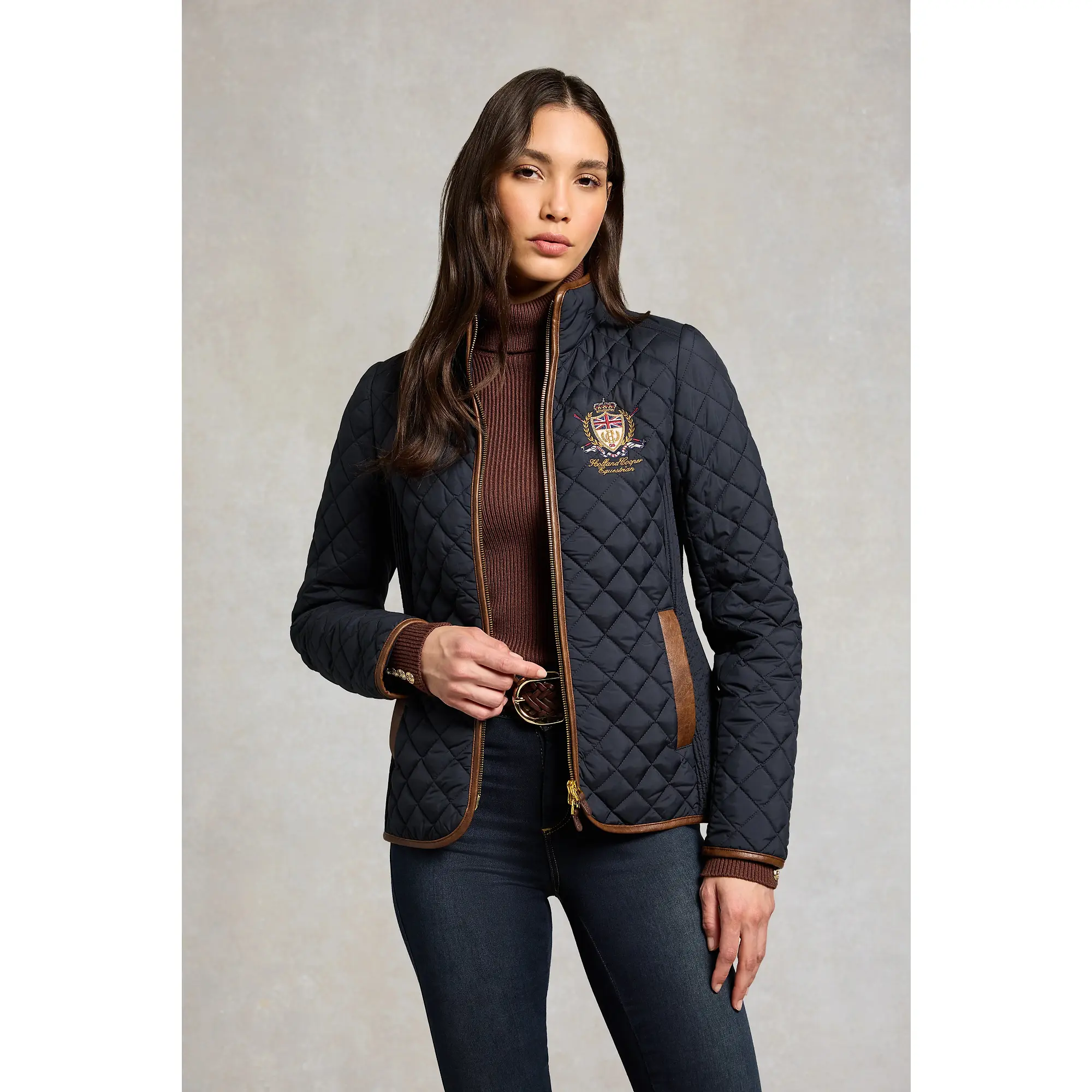 Product image 2 of 10 of Holland Cooper Women's Boughton Diamond Quilt Jacket - Ink Navy