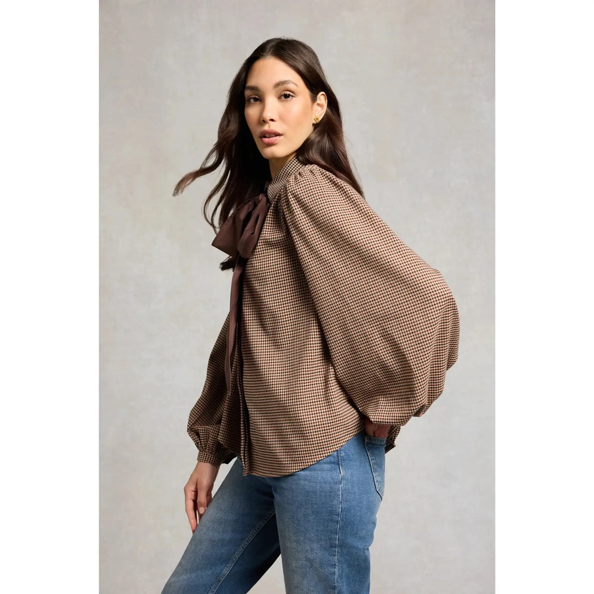 Product image 5 of 11 of Holland Cooper Women's Burford Blouse - Coffee Gingham
