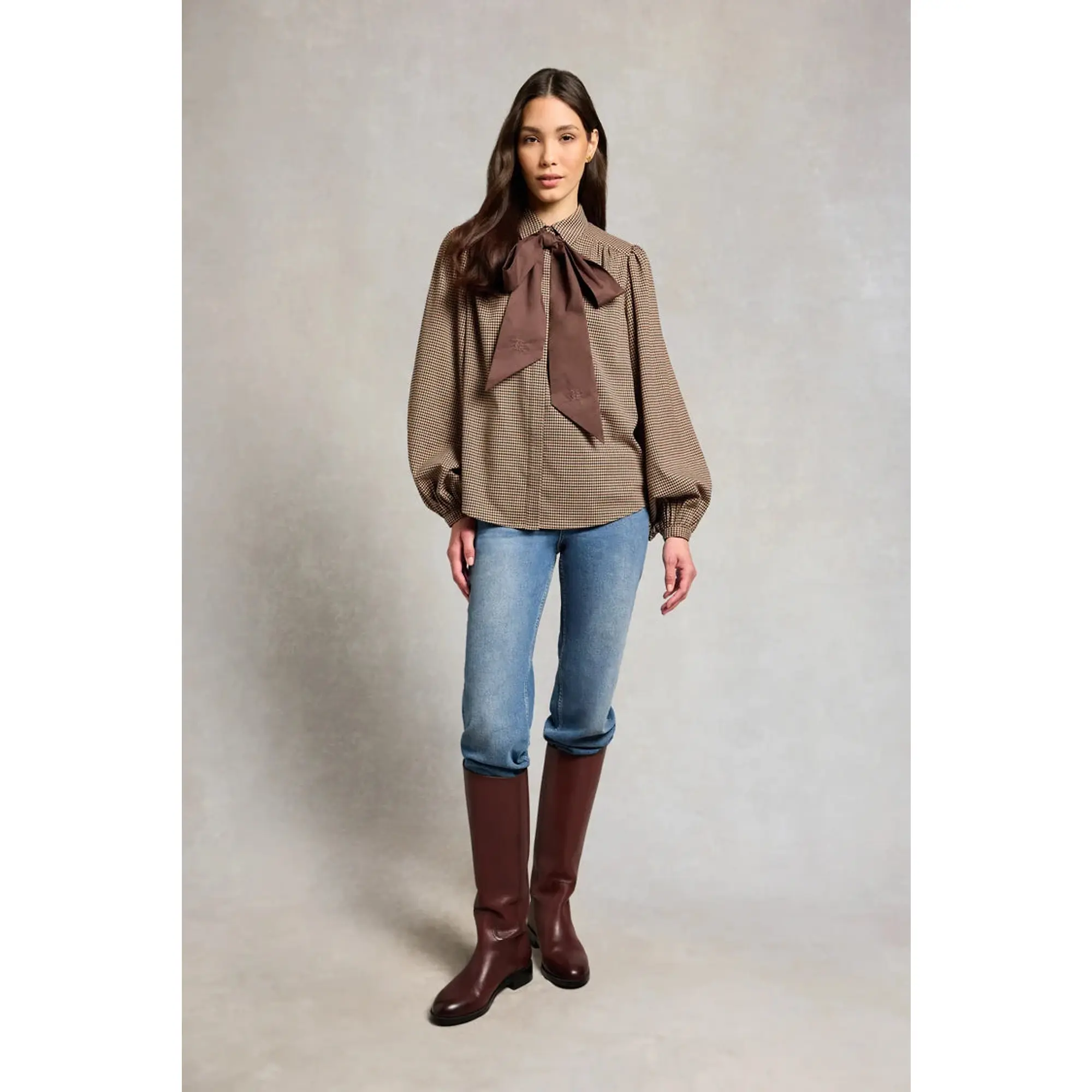 Product image 4 of 11 of Holland Cooper Women's Burford Blouse - Coffee Gingham