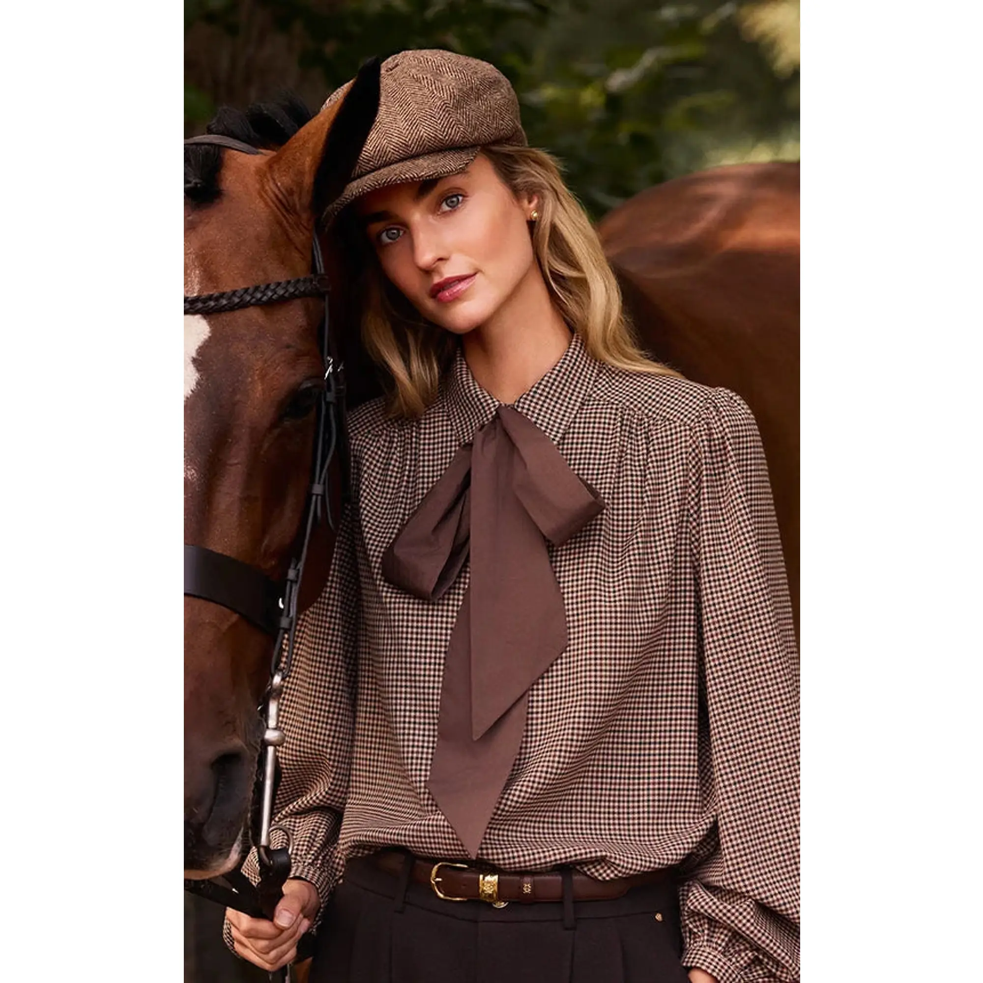 Product image 3 of 11 of Holland Cooper Women's Burford Blouse - Coffee Gingham